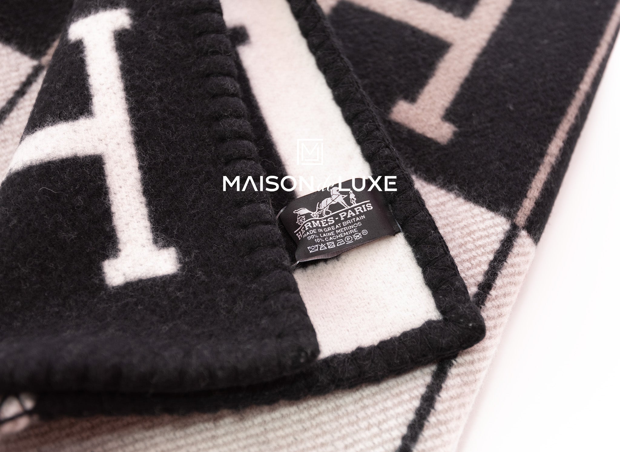 Luxury Hermes Noir Black Cashmere Avalon III Blanket - Soft & Warm Cashmere Throw for Home, Office & Travel - Perfect for Sofa, Bed & Gift Giving