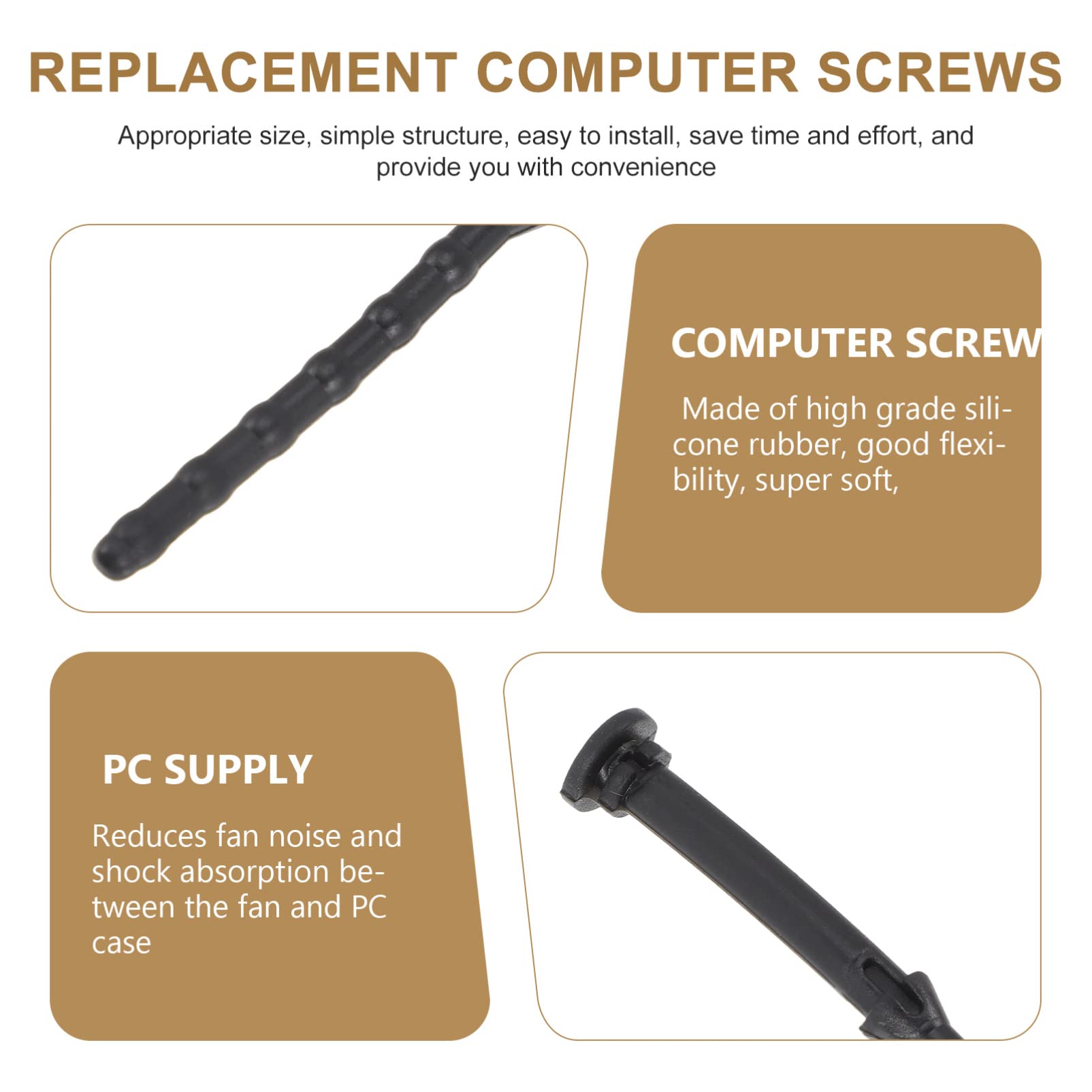 Mobestech 8pcs Anti Vibration Silicone Rubber Screws - Shockproof Rubber Nails for Computer Case, Fan & PC Parts - Noise Reduction & Shock Absorption Pins for Quiet Computing & Gaming Setup