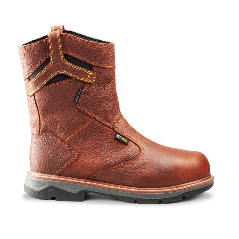 Terra Patton Waterproof 8-Inch Unisex Alloy Toe CSA Certified Pull-On Work Boots with Internal MET Guard (TR0A4TCCBRN) - Durable Safety Footwear for Construction, Warehouse & Industrial Work