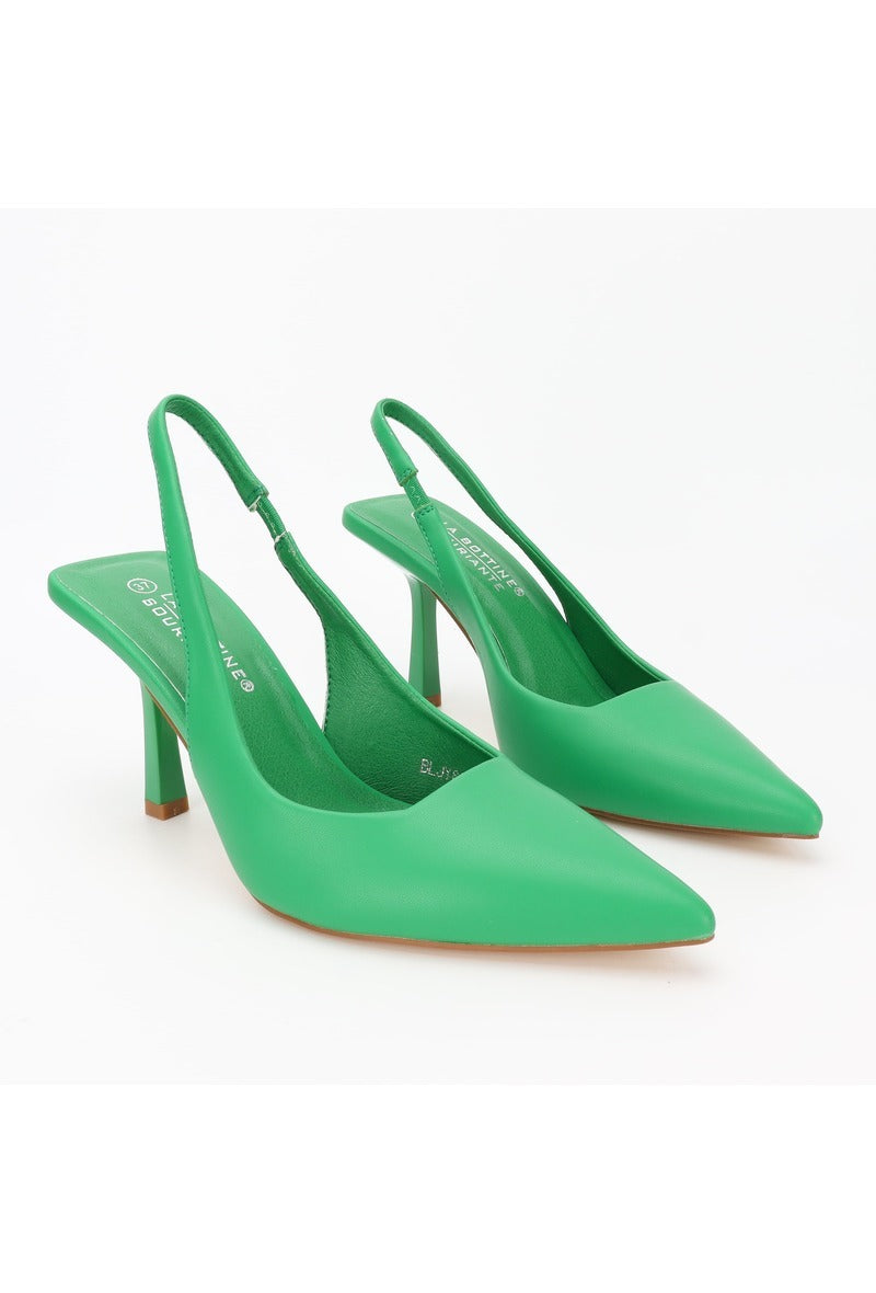 BEVERLY Women's Green Heeled Pumps - Elegant High Heel Shoes for Office, Party & Special Occasions