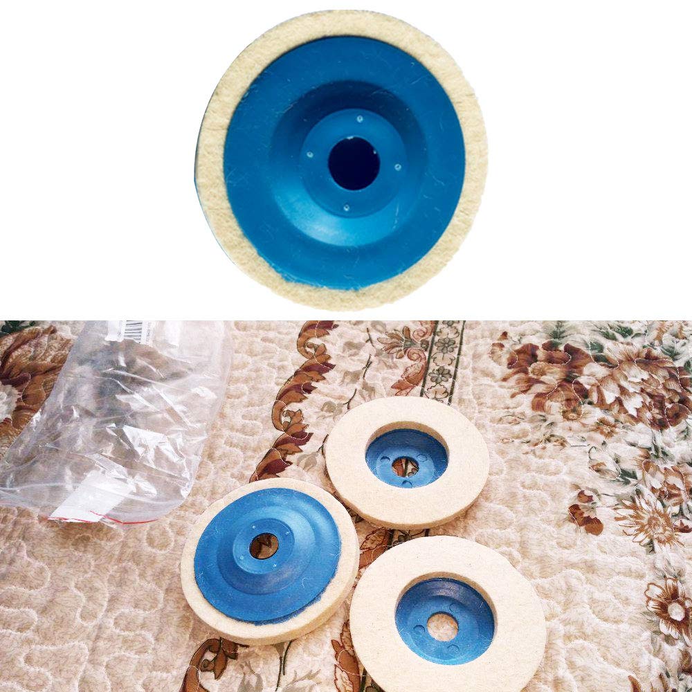 4 Inch 100mm Round Wool Buffing Pad Polishing Wheel Set - Felt Buffer Disc for Angle Grinder (Blue) - Perfect for Metal Polishing, Car Detailing & DIY Projects