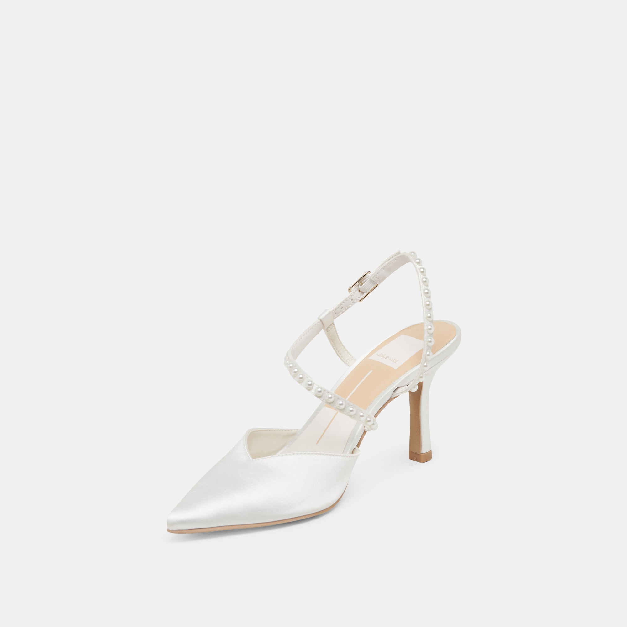 KAMRA Pearl Heels - Elegant True White Satin High Heels for Women | Perfect for Weddings, Prom & Evening Parties