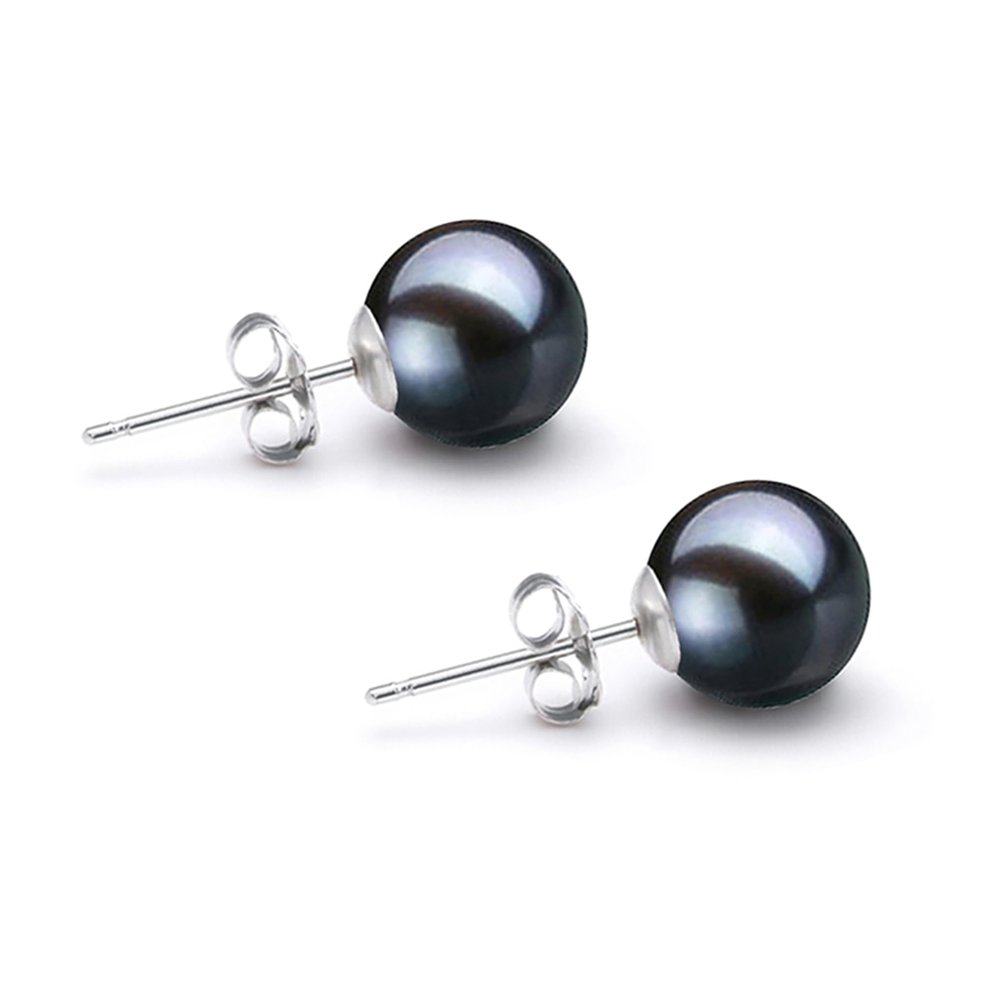 AAAA Grade Japanese Akoya Cultured Pearl Stud Earrings 4-10mm | 14K Gold Settings | Black Pearl Jewelry Gift Set for Women | Elegant Wedding, Party & Office Wear | Orien Jewelry