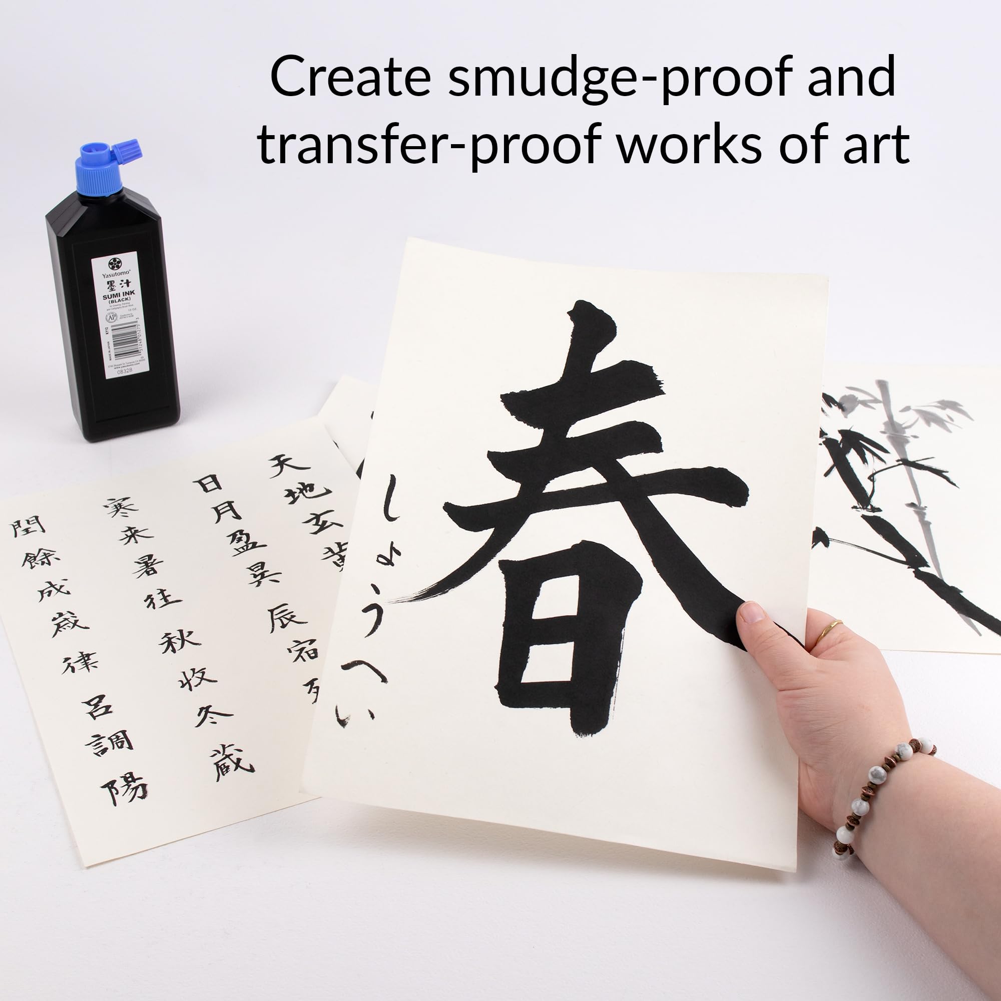 Yasutomo Bokuju Liquid Sumi Ink - 12oz Black Calligraphy Ink for Brush Painting, Drawing & Artwork - Premium Japanese Ink for Ink Brushes, Dip Pens - Perfect for Calligraphy, Sumi-e Painting & Traditional Asian Art