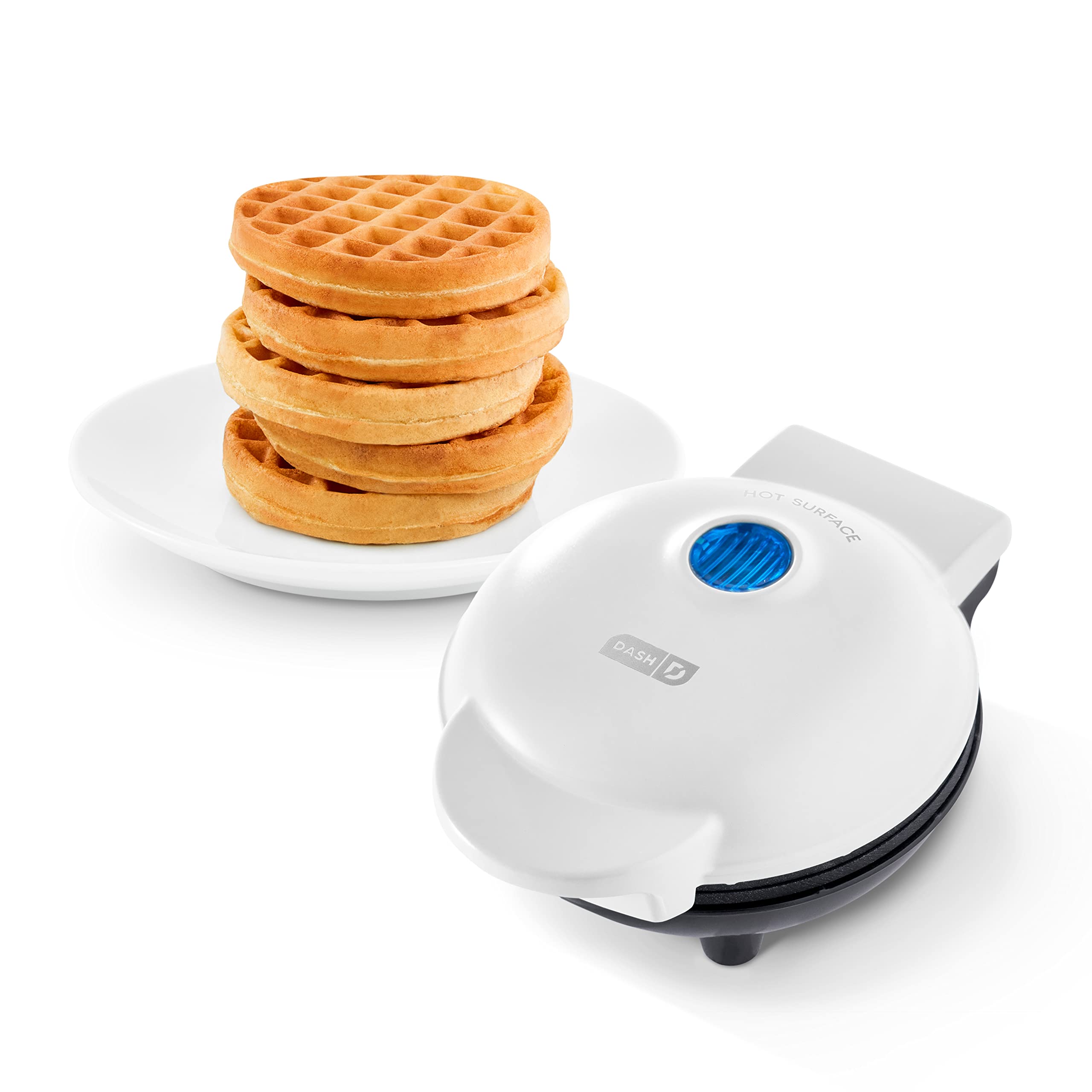 DASH Mini Waffle Maker & Pancake Griddle - Compact Breakfast Appliance for Waffles, Pancakes, Hash Browns (White) - Perfect for Quick Breakfasts, Brunch Parties & Kids' Meals