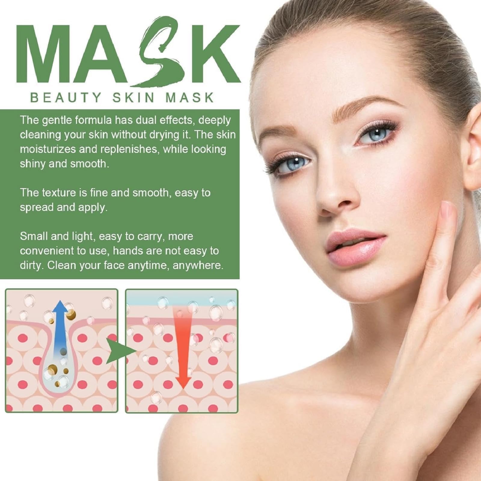 Juxek Green Tea Deep Cleansing Face Mask - Purifying Clay Mask for Pore Minimizing, Oil Control & Hydration (1 Pack) | Perfect for Acne-Prone & Oily Skin Care Routine