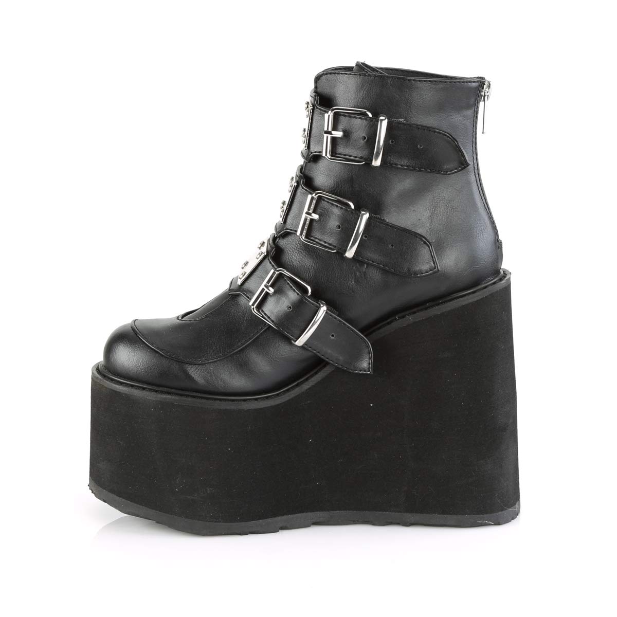 Demonic Women's Gothic Platform Boots - Punk Ankle Booties for Women, Chunky Heel & Buckle Detail | Perfect for Halloween, Cosplay, and Alternative Fashion Outfits
