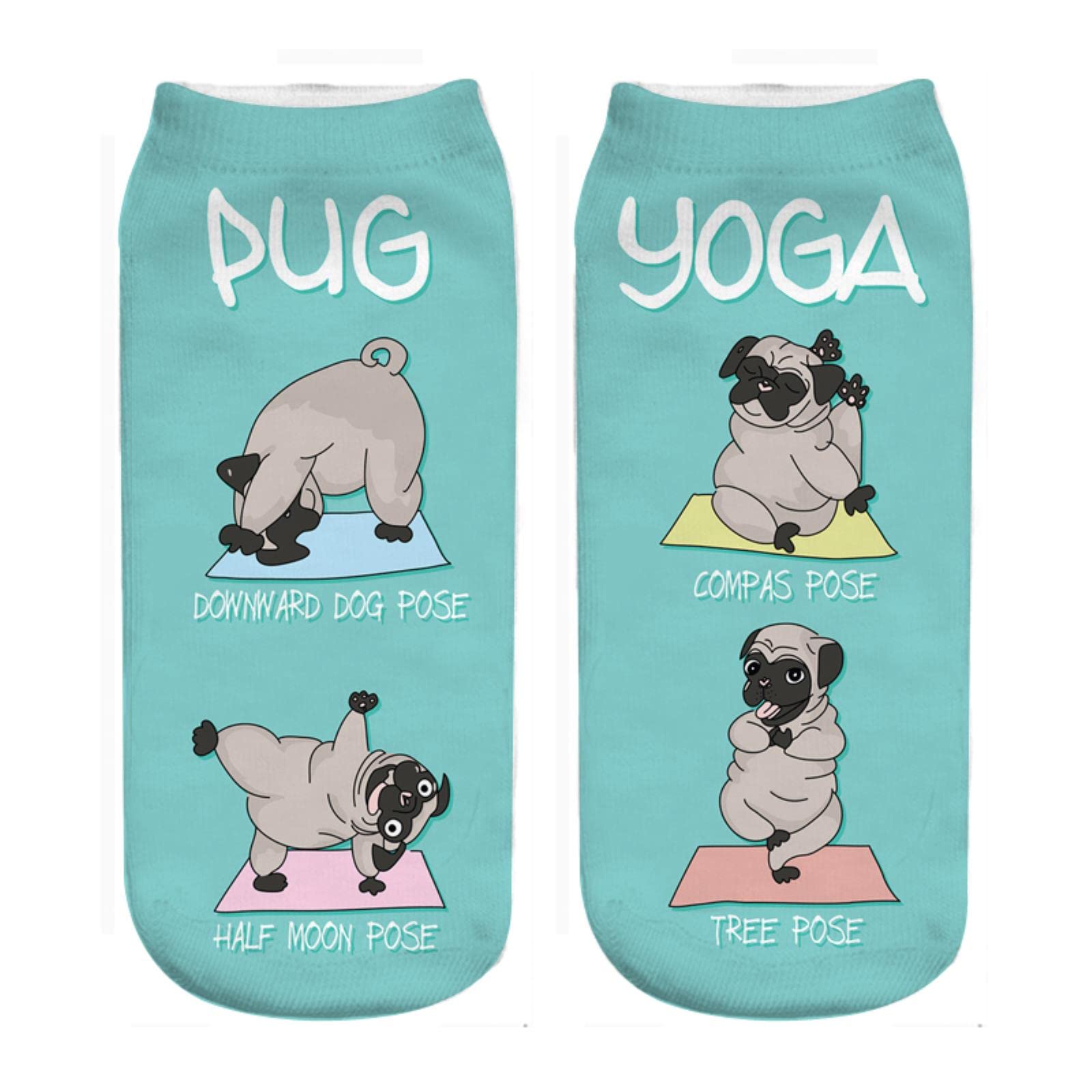 Funny 3D Printed Cat & Pug Socks for Women & Men - Fashionable Low Ankle Unisex Socks - Perfect for Cosplay, Gifts, and Everyday Wear