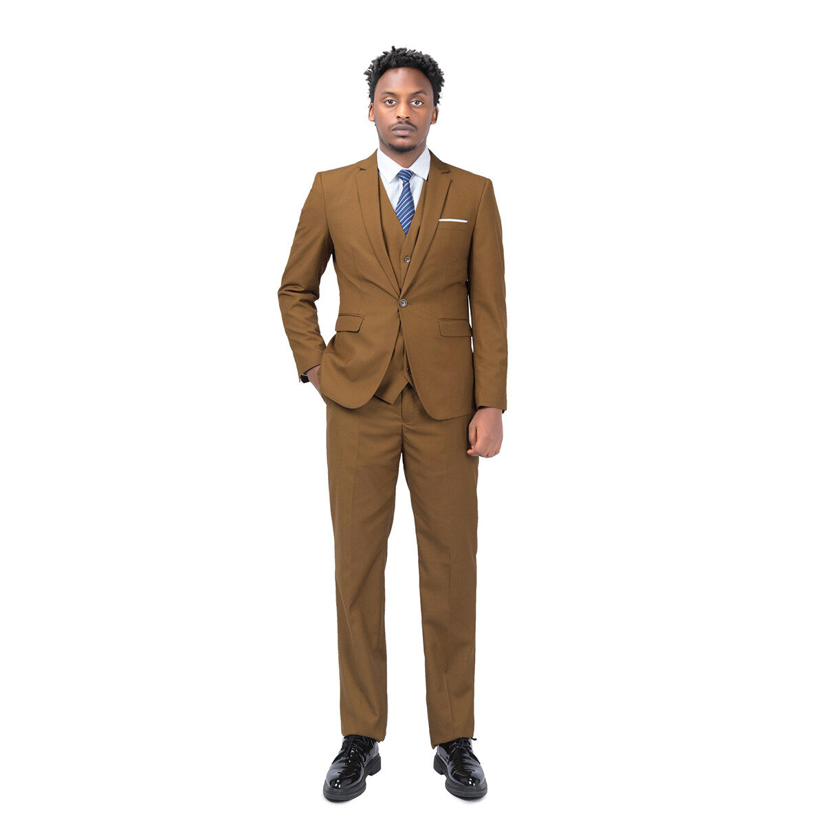 2 Piece Slim Fit Coffee Suit for Men - Modern Minimalist Office Wear - Perfect for Business Meetings & Professional Events