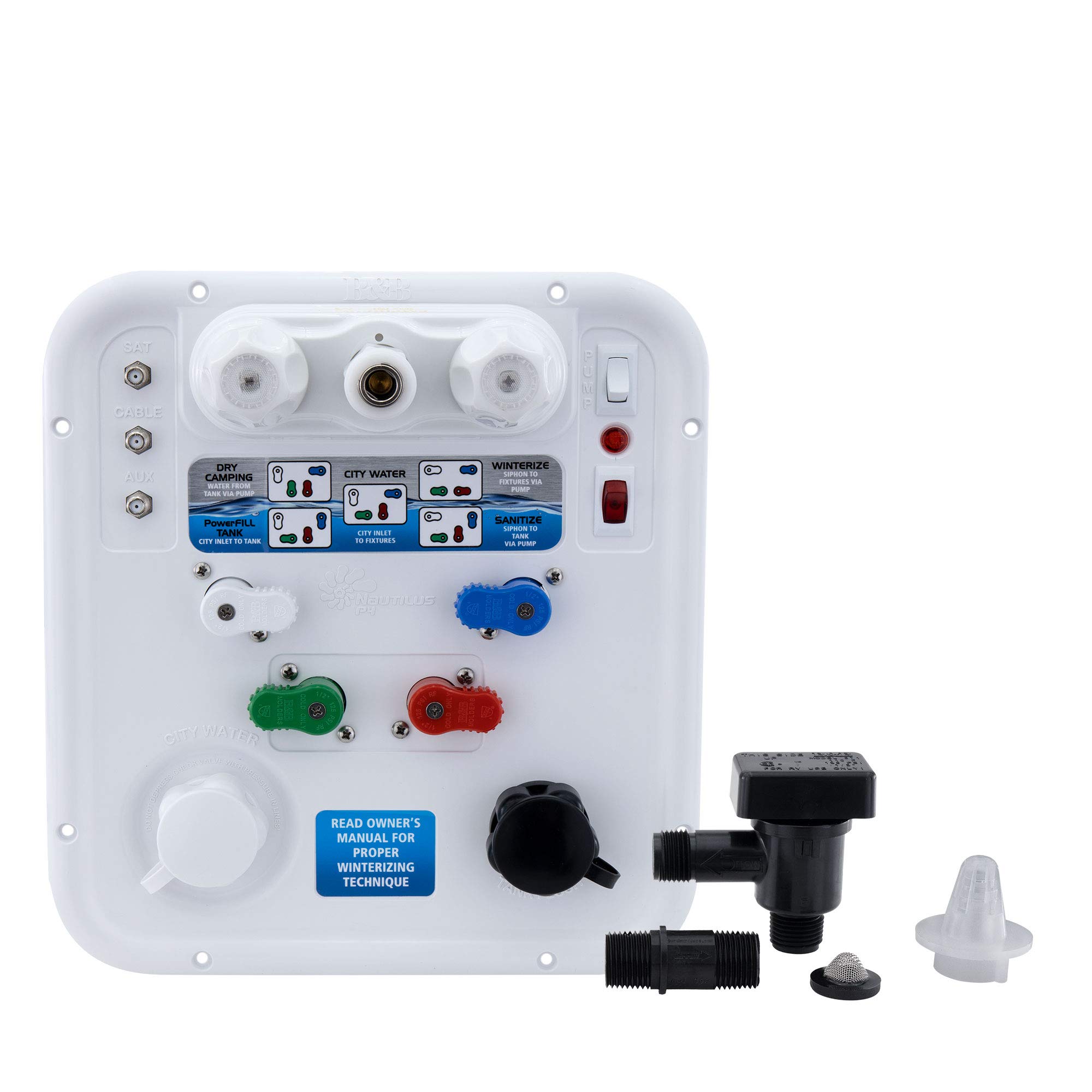 RecPro RV Water Management Panel | Nautilus P4 | 8-Function City Water Fill System with Install Kit | Made in USA | Perfect for RV Camping & Outdoor Adventures