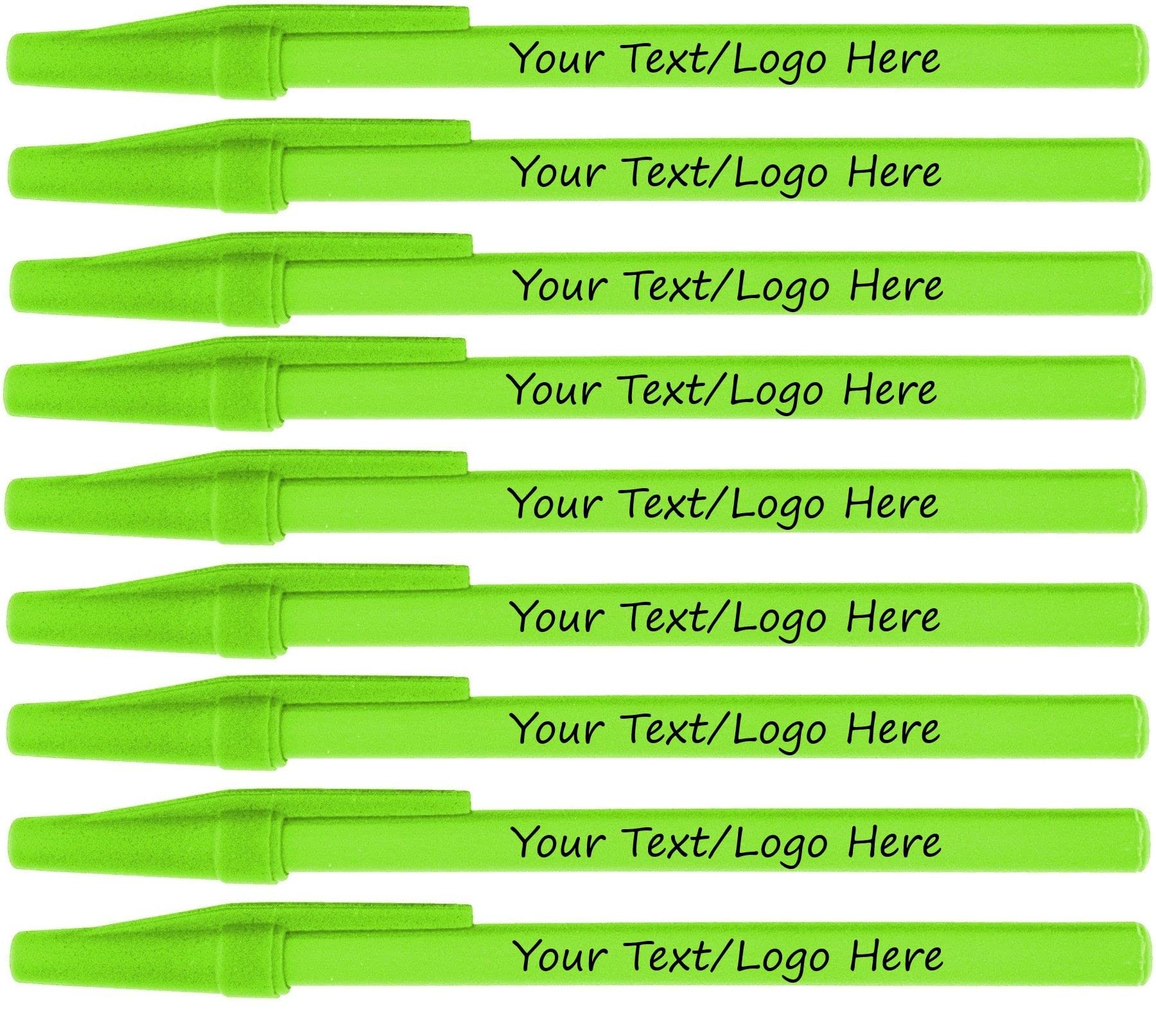 Custom Printed Slim Ballpoint Pens with Logo - 500 Pack Bulk for Business Promotions, Corporate Events & Party Favors - Light Green Pens with Black Ink & Cap - Perfect for Branding, Trade Shows & Giveaways