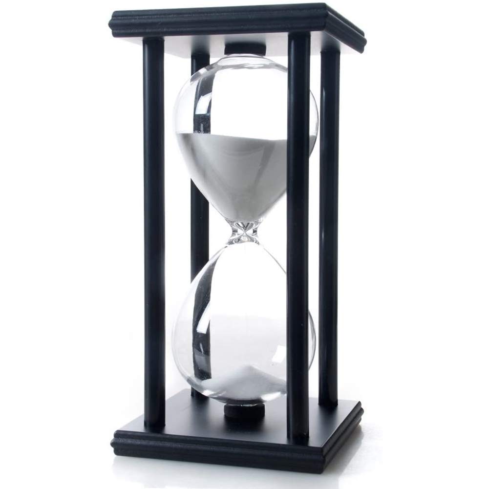 Premium Wooden Hourglass Sand Timer - 5/10/15/30/60 Minute Options for Kitchen, Office & Home Decor | Black & White Sand Clock for Cooking, Meditation, Classroom & Romantic Gifts
