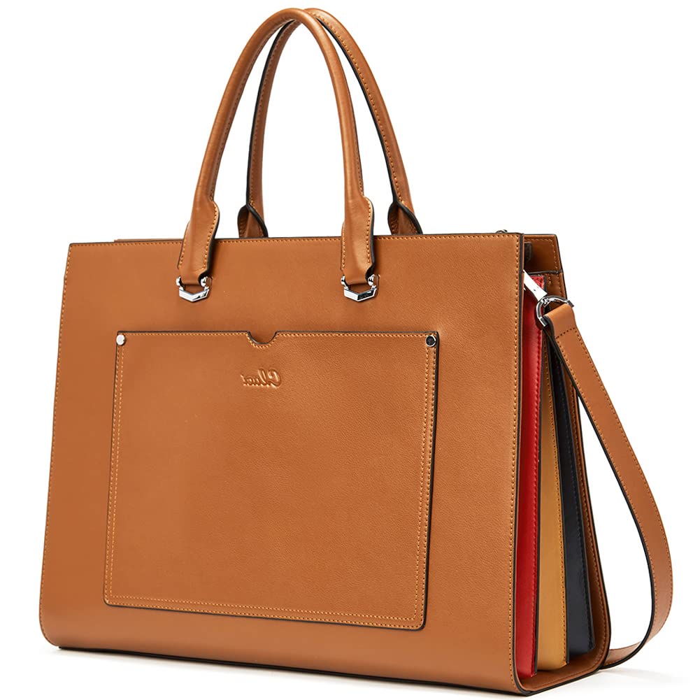 CLUCI Genuine Leather Women's Briefcase - 15.6 Inch Slim Professional Laptop Bag for Business, Work & Travel - Stylish Shoulder Bag for Office, Commute & Meetings