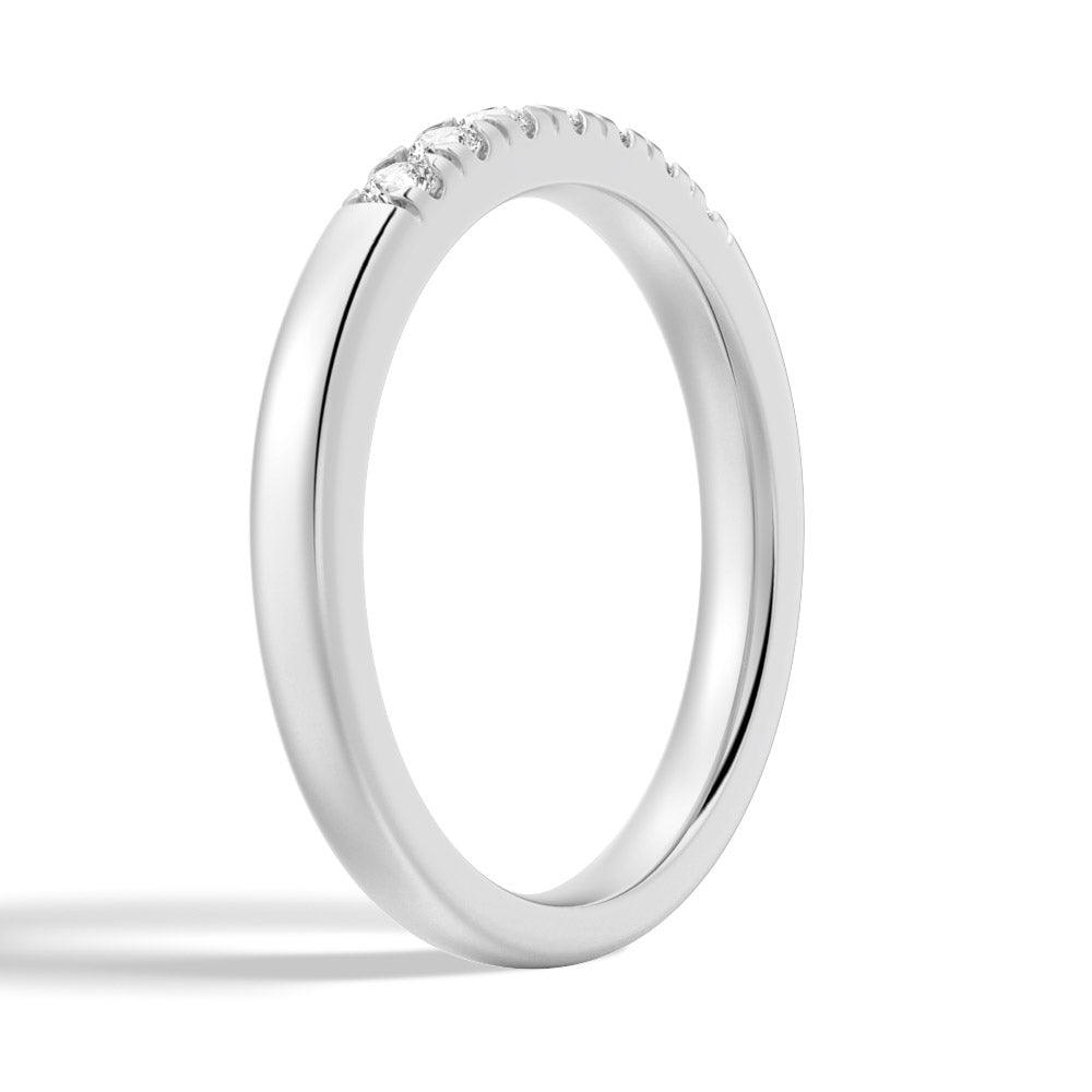 2mm Petite 7 Stone French Pave Moissanite Wedding Band for Women - Dainty Stackable Ring for Bridal, Engagement, Anniversary & Everyday Wear