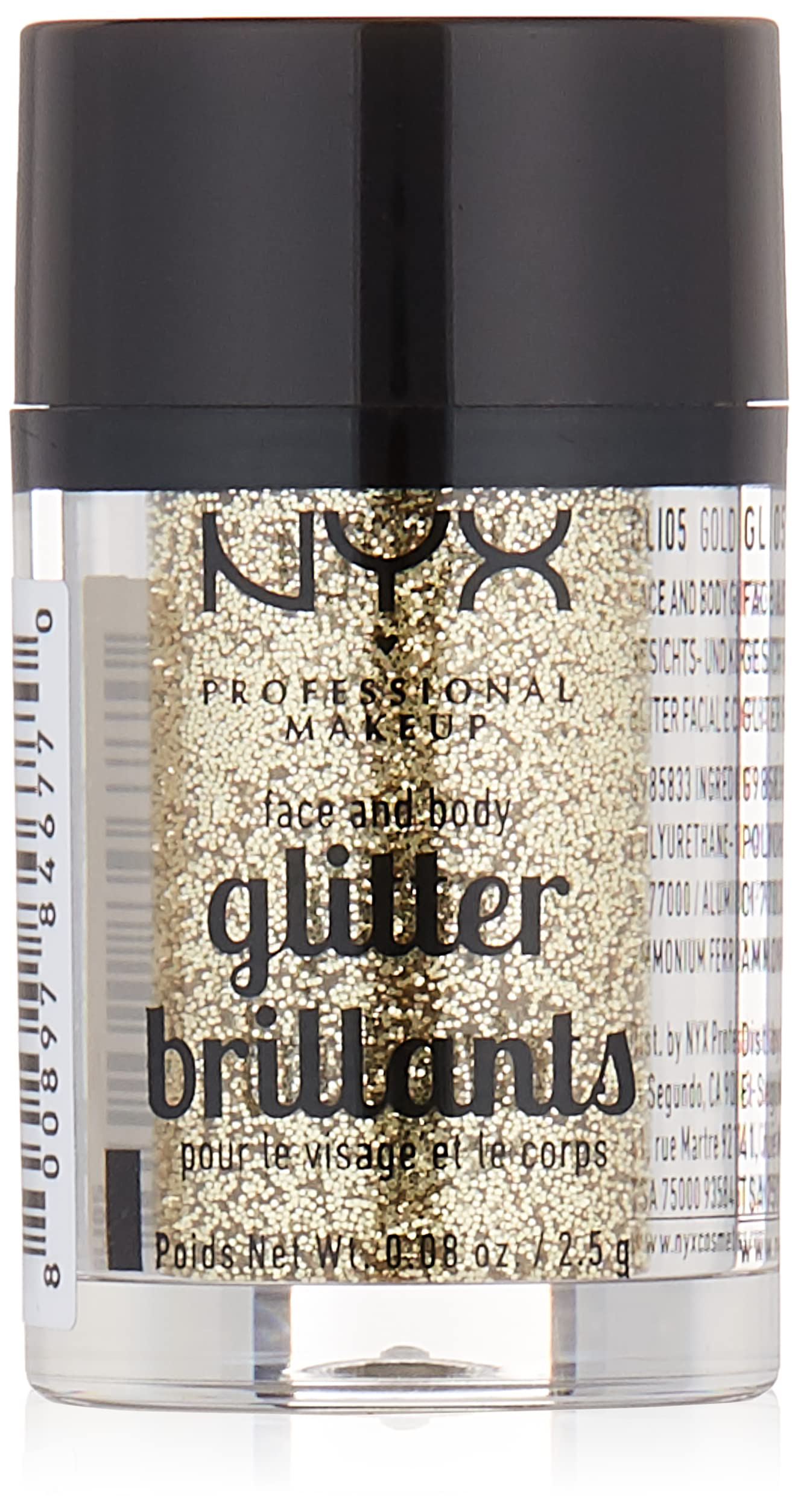 NYX Professional Makeup Face & Body Glitter in Gold - Long Lasting Shimmer for Festival, Party, and Special Occasion Makeup