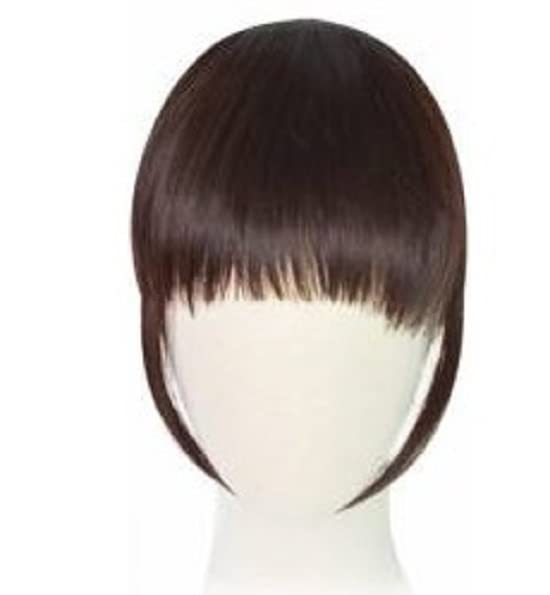 IndusBay 2 Clip-in Hair Extensions Fringe Forehead - Natural Brown Synthetic Wig for Bridal Styling & Everyday Wear | Realistic Looking Artificial Hair for Women