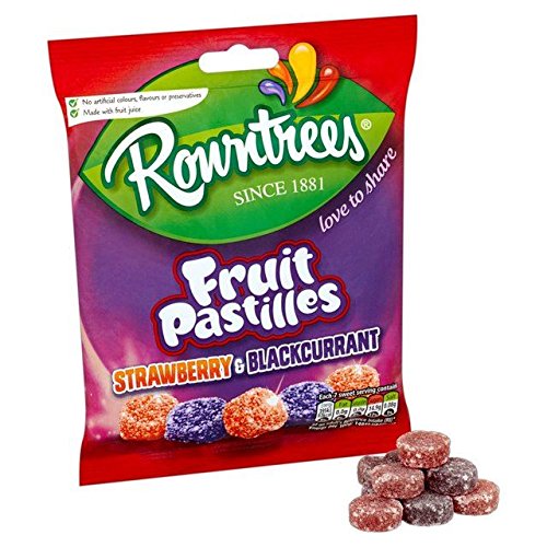Rowntrees Red and Black Fruit Pastilles Candy Bag 143g - Chewy Fruit Flavored Sweets for Parties, Gifts & Snacking