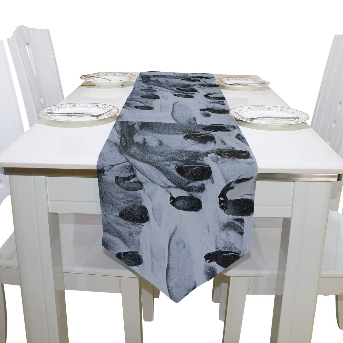 AUUXVA 13x70 Inches Long Table Runner - Cute Sloth & Floral Pattern Polyester Tablecloth for Dining Table, Kitchen, Coffee Table | Perfect for Home Decor, Parties, Banquets & Holiday Celebrations