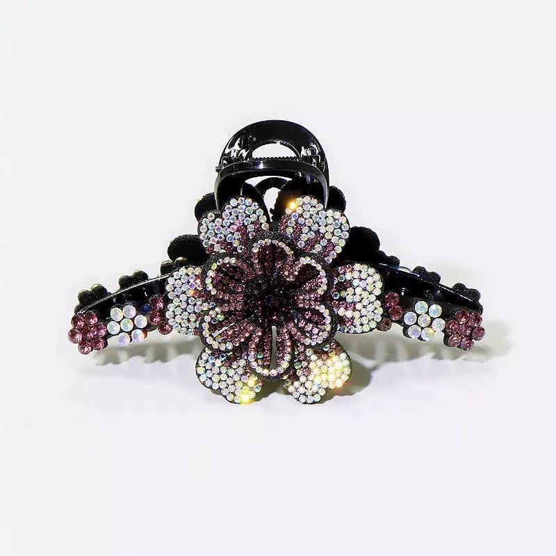 Chirography Rhinestone Hair Claws - Crystal Bun Holders, Half-Balloon Expanding Ponytail Clips for Women & Girls (Multicolor) - Perfect for Parties, Weddings & Everyday Hairstyles