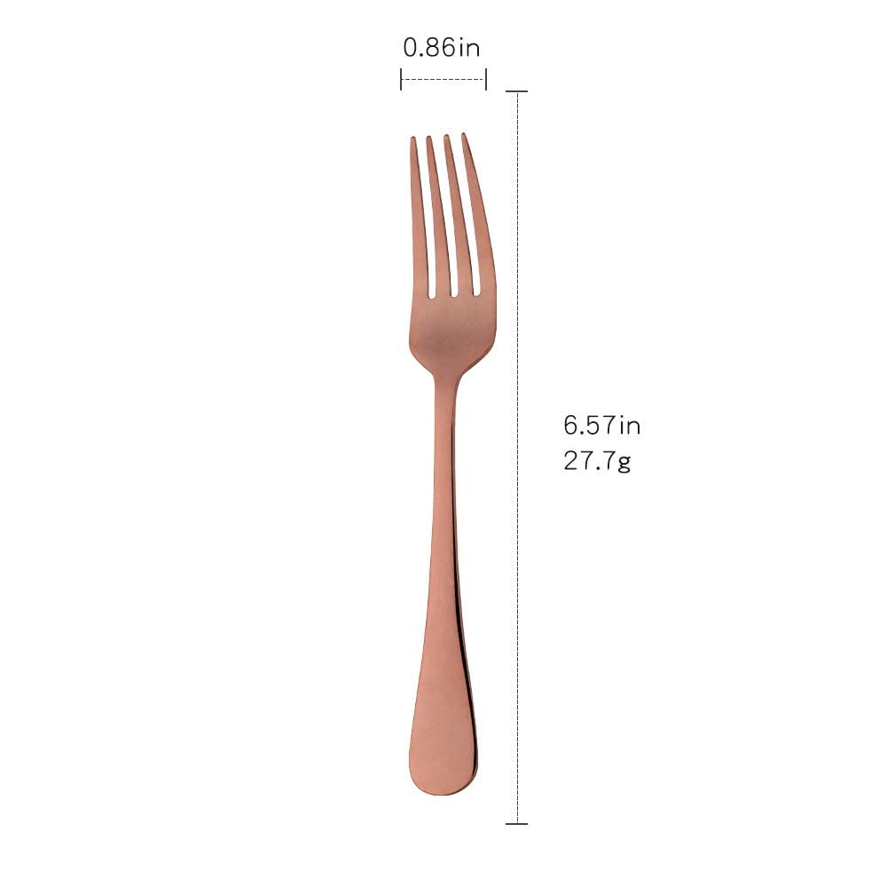 12-Piece MINGYU Rose Gold Stainless Steel Salad Forks Set - 6.5 Inch Small Dinner Forks, Shiny Titanium Dessert Forks for Home, Restaurant, Wedding & Party - Dishwasher Safe & Durable for Everyday Use, Entertaining & Special Occasions