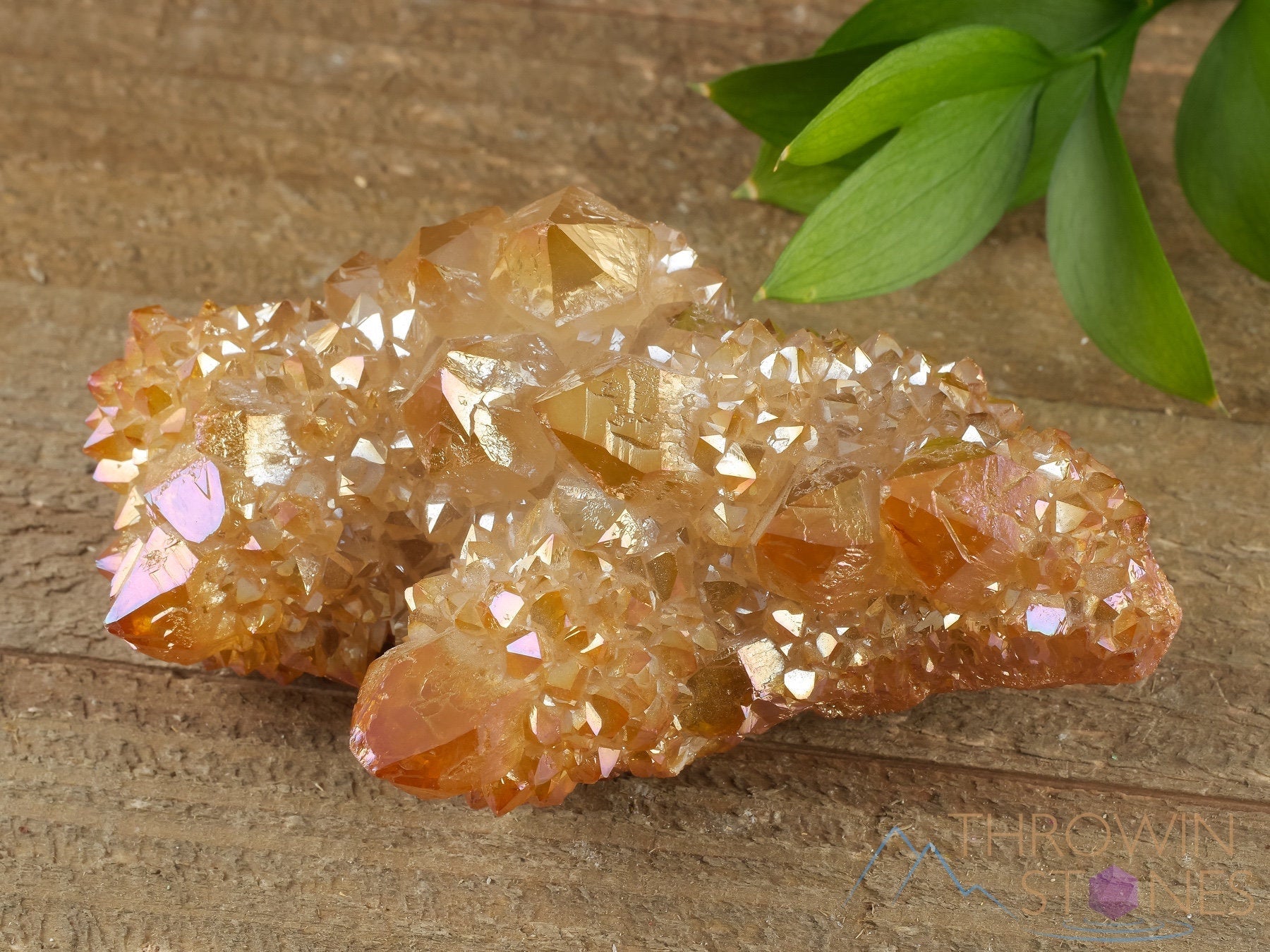 Orange Tangerine Aura Quartz Crystal Cluster - Rainbow Spirit Quartz Healing Stone | Natural Crystal Decor for Home, Office & Meditation (R0507) | Perfect for Reiki, Feng Shui & Spiritual Healing