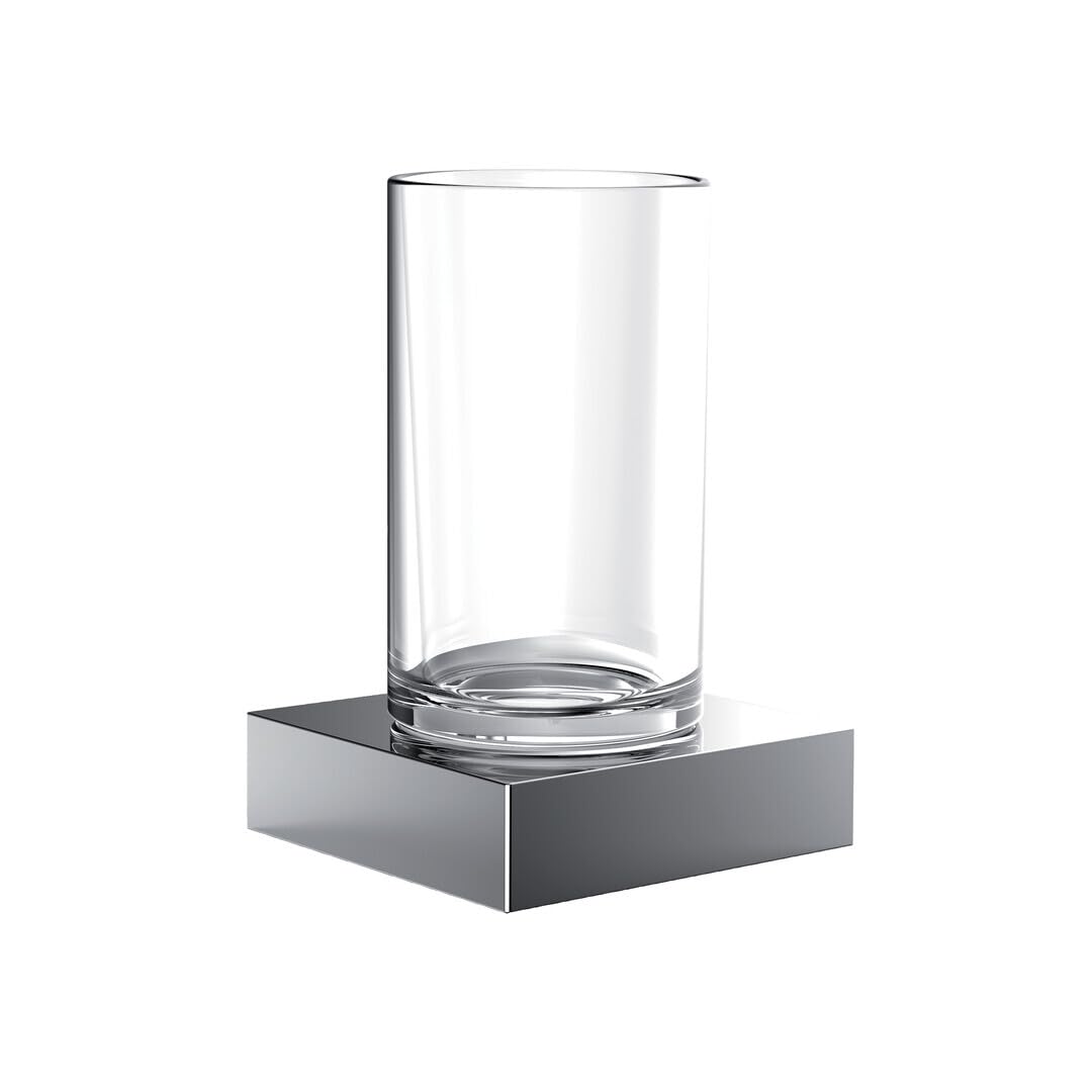 Emco Liaison 182000101 Crystal Chrome Glass Holder - Elegant Cup Holder for Bathroom Vanity, Shower, or Spa - Perfect Bathroom Accessory for Toothbrush, Makeup Brushes & Skincare Essentials