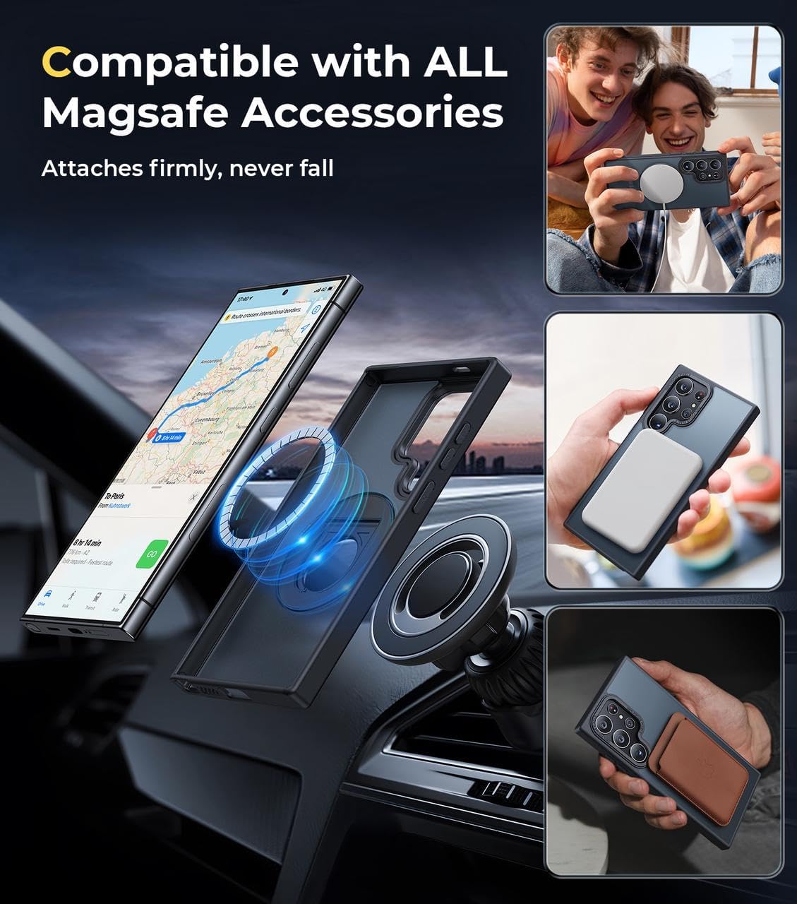 Samsung Galaxy S24 Ultra Magnetic Ring Case - Shockproof Protective Cover with 360° Rotating Ring Stand for Wireless Charging | Perfect for Work, Travel & Everyday Use