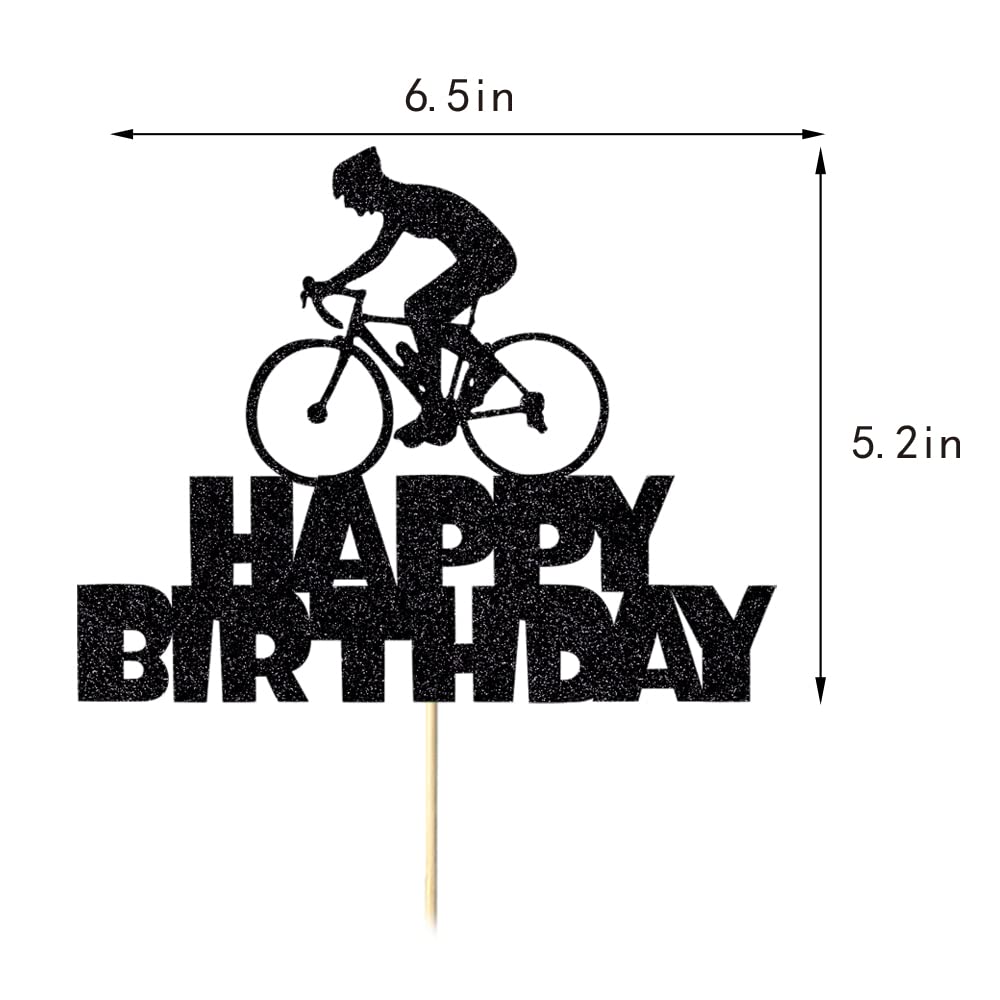 Anxdh Black Flash Happy Birthday Cake Topper - Sports Themed Bicycle Cake Decoration for Birthday Parties | Perfect for Cycling Enthusiasts & Outdoor Adventure Celebrations