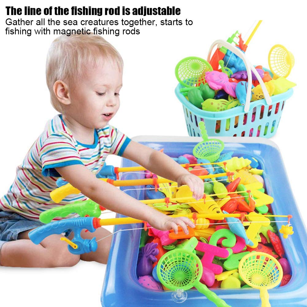 **39pcs Magnetic Fishing Toy Set for Toddlers - Baby Bath Toys with Fish Rod & Net, Educational Learning Game for Kids Ages 1-3 (25×20×7cm) - Perfect for Bathtime Fun & Early Childhood Development**