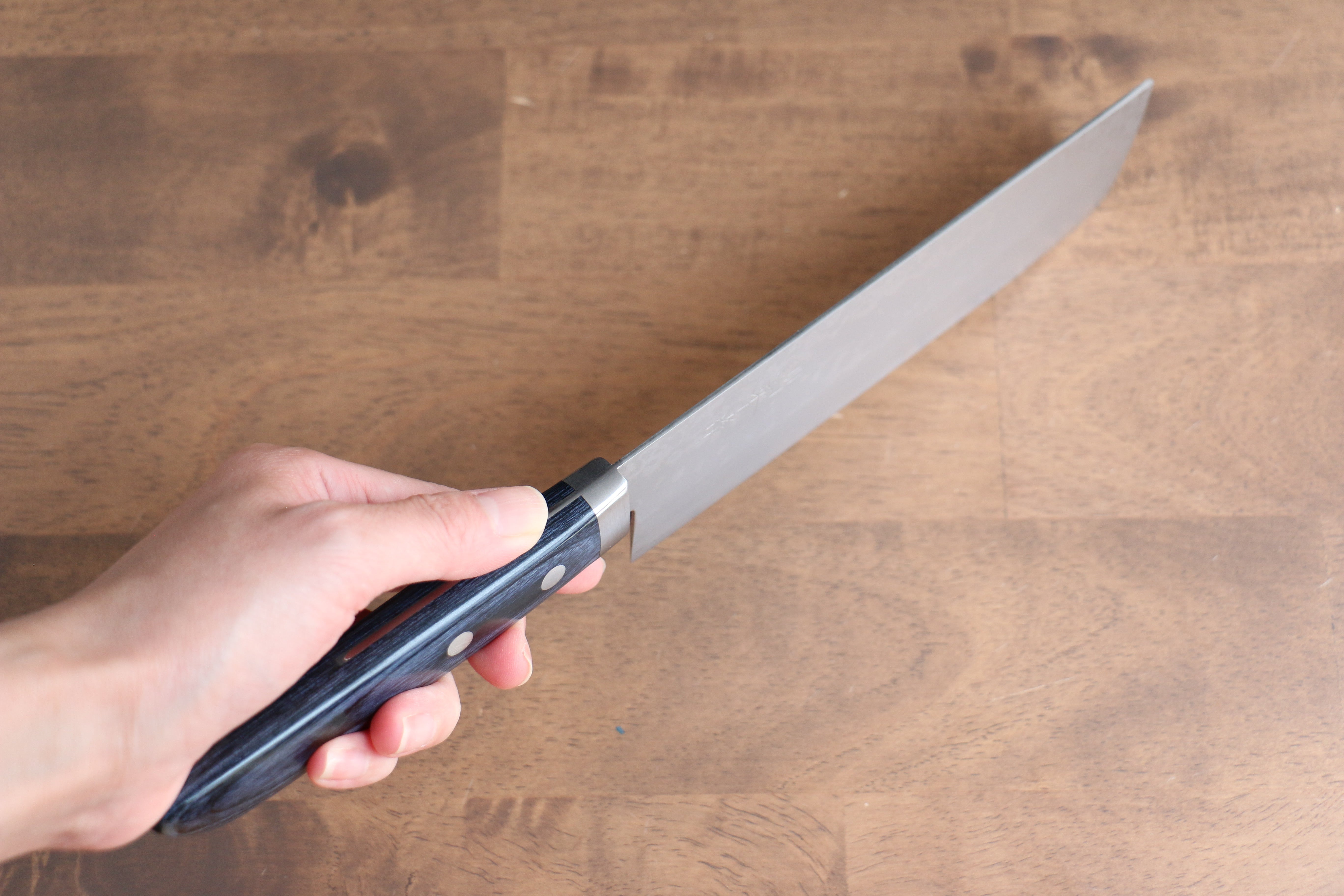 Premium Kunihira Sairyu VG10 Damascus Usuba Chef Knife 165mm - Navy Blue Pakkawood Handle - Japanese Kitchen Knife for Slicing Vegetables & Sushi - Professional Grade Damascus Steel Blade with Super Sharp Edge