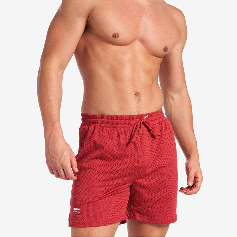 Teamm8 S.S.C 6 Mesh Shorts - Red | Breathable Athletic Shorts for Running, Gym & Outdoor Sports | Men's Quick-Dry Workout Shorts with Comfortable Fit