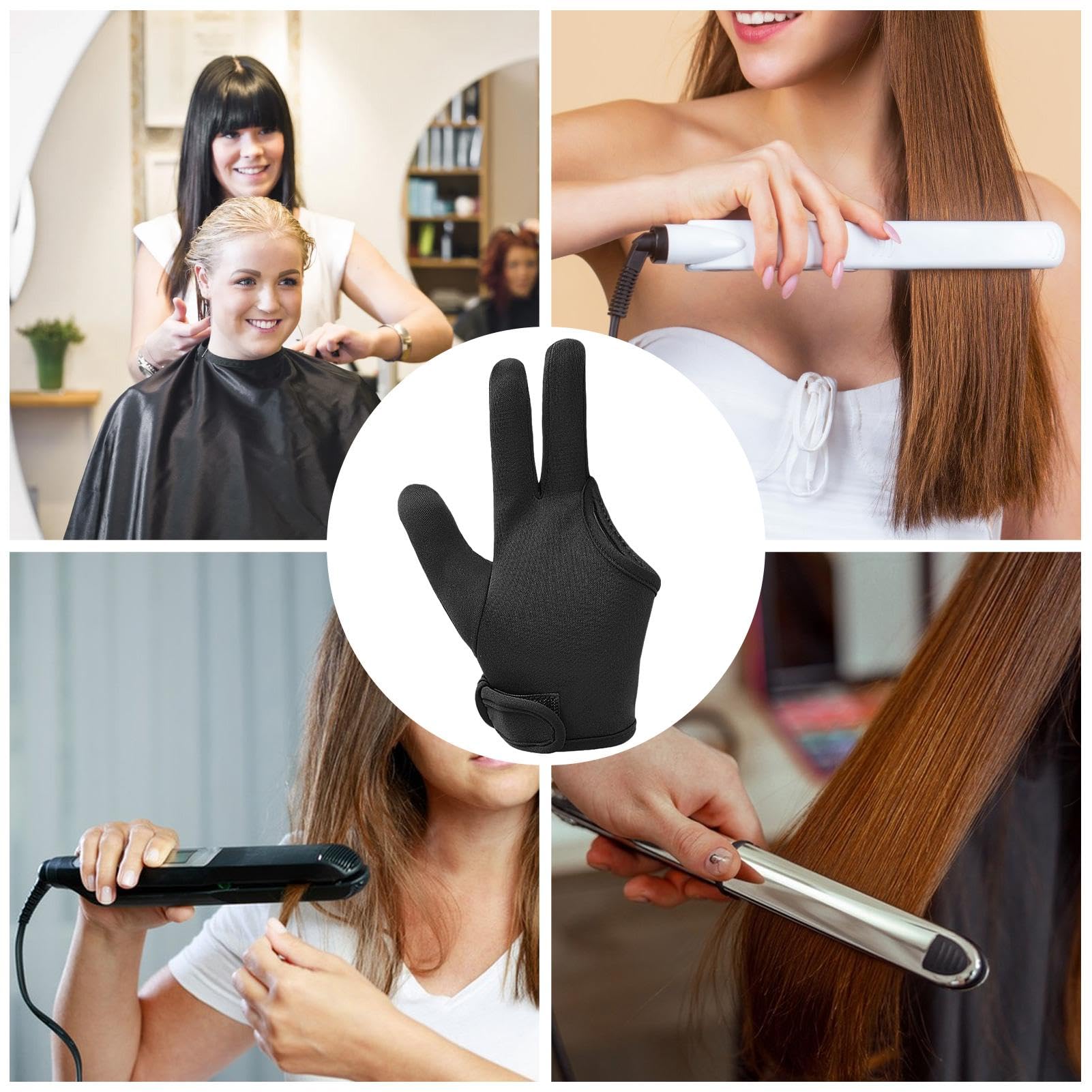 Heat Resistant Gloves for Curling Iron & Hair Straightener - Professional 3-Finger Heat Protectant Gloves | Elastic, Machine Washable & Comfortable Hair Styling Tools | Perfect for Salon, Home Use & Travel