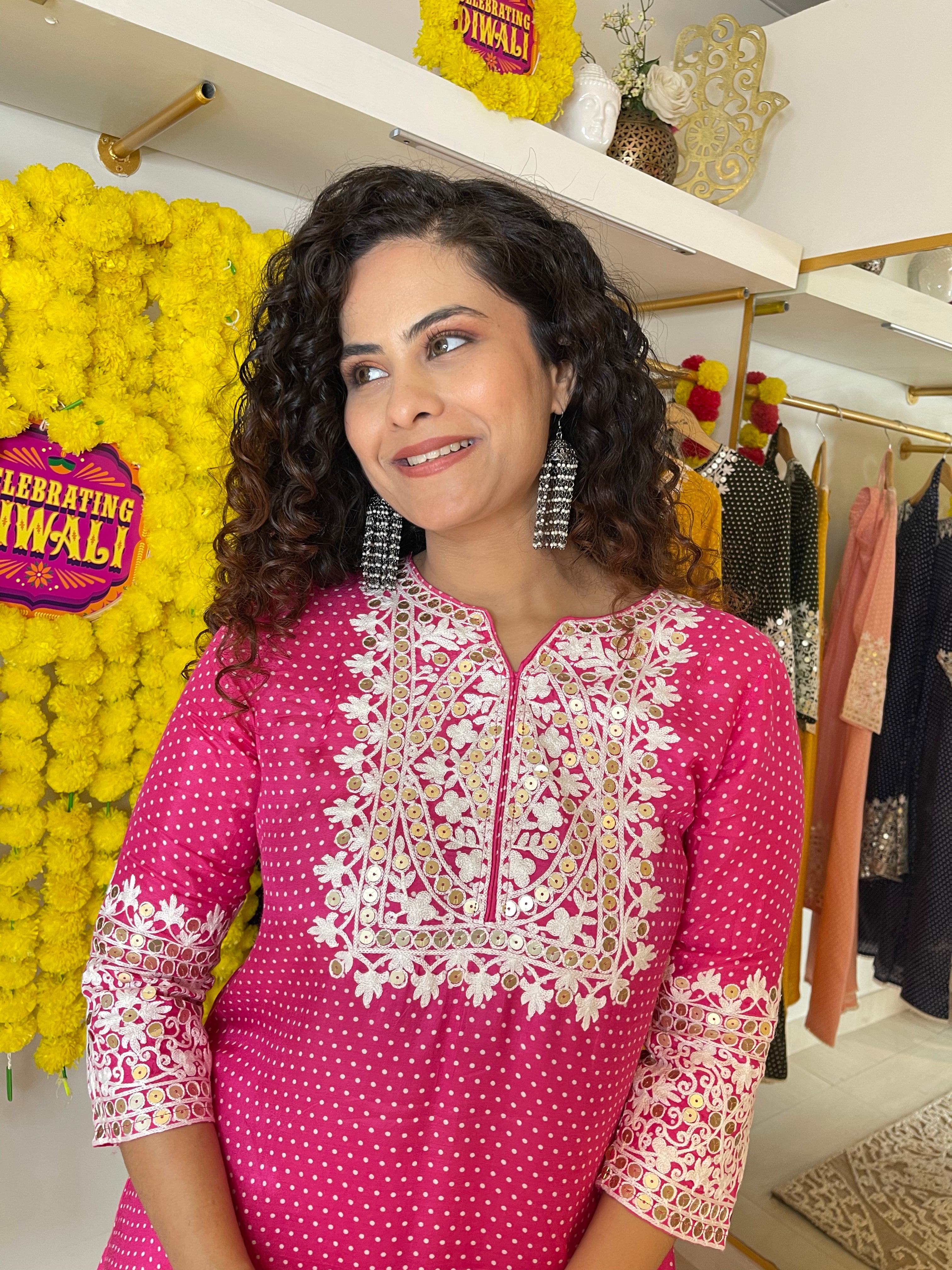 Elegant Rose Pink Silk Kurta Pants Set for Women - Traditional Indian Ethnic Wear for Parties, Weddings & Festive Occasions