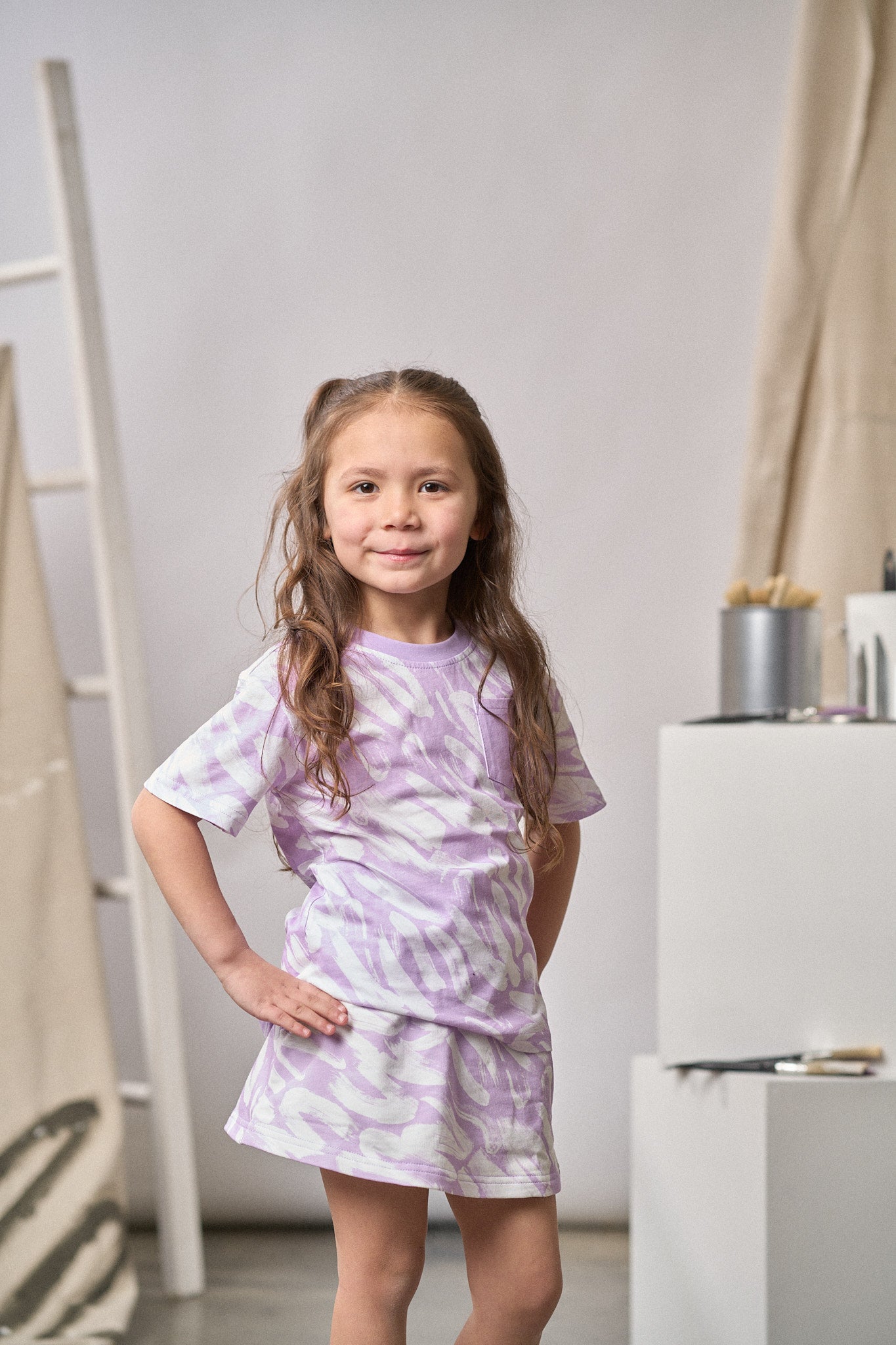 Brush Stroke Tee - Soft Lavender Cotton T-Shirt for Women | Casual & Artistic Graphic Tee for Everyday Wear, Outings & Gift Giving