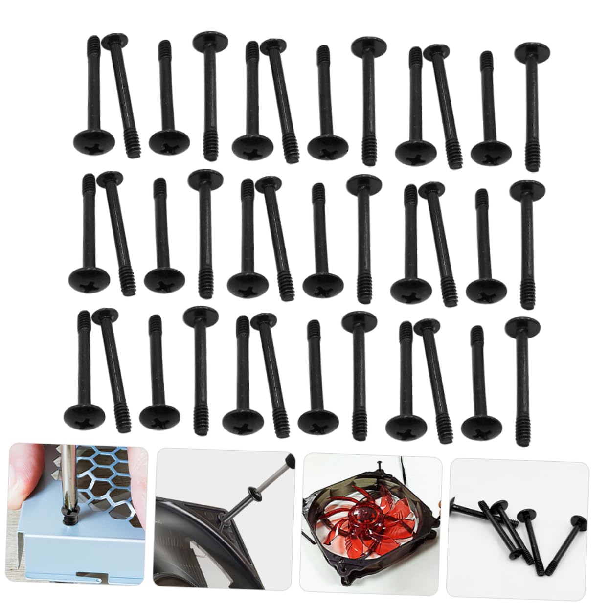 UKCOCO 50pcs Computer Case Fan Screws - Steel Replacement Screws for Desktop PC Cooling Fans | Perfect for DIY PC Builds & Fan Upgrades