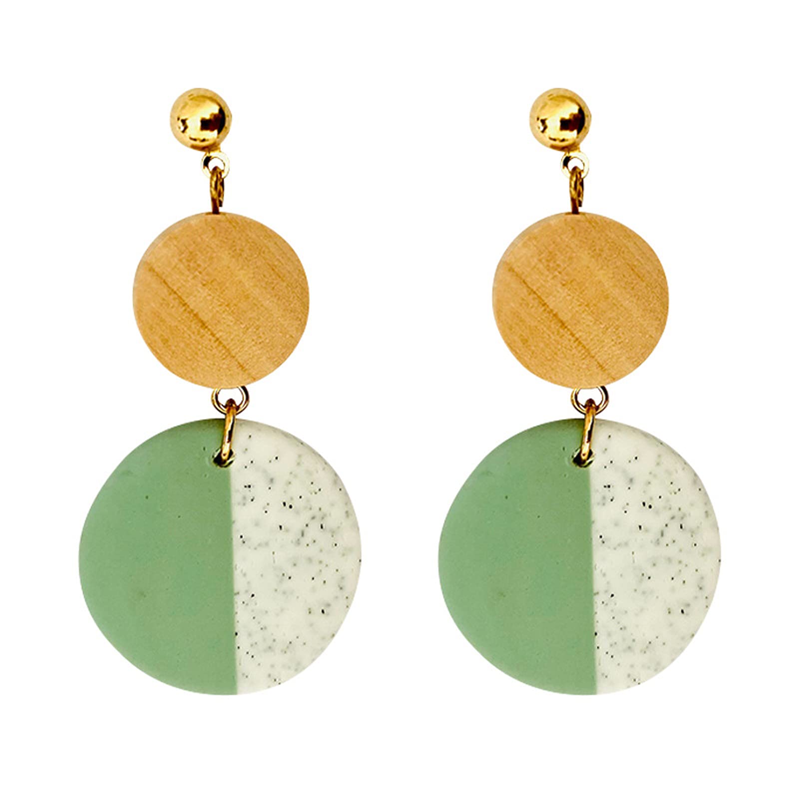 Retro Geometric Round Polymer Clay Drop Dangle Earrings | Bohemian Handmade Minimalist Soft Pottery Statement Stud Earrings for Women & Girls | Perfect for Casual Wear, Parties, and Unique Jewelry Gifts