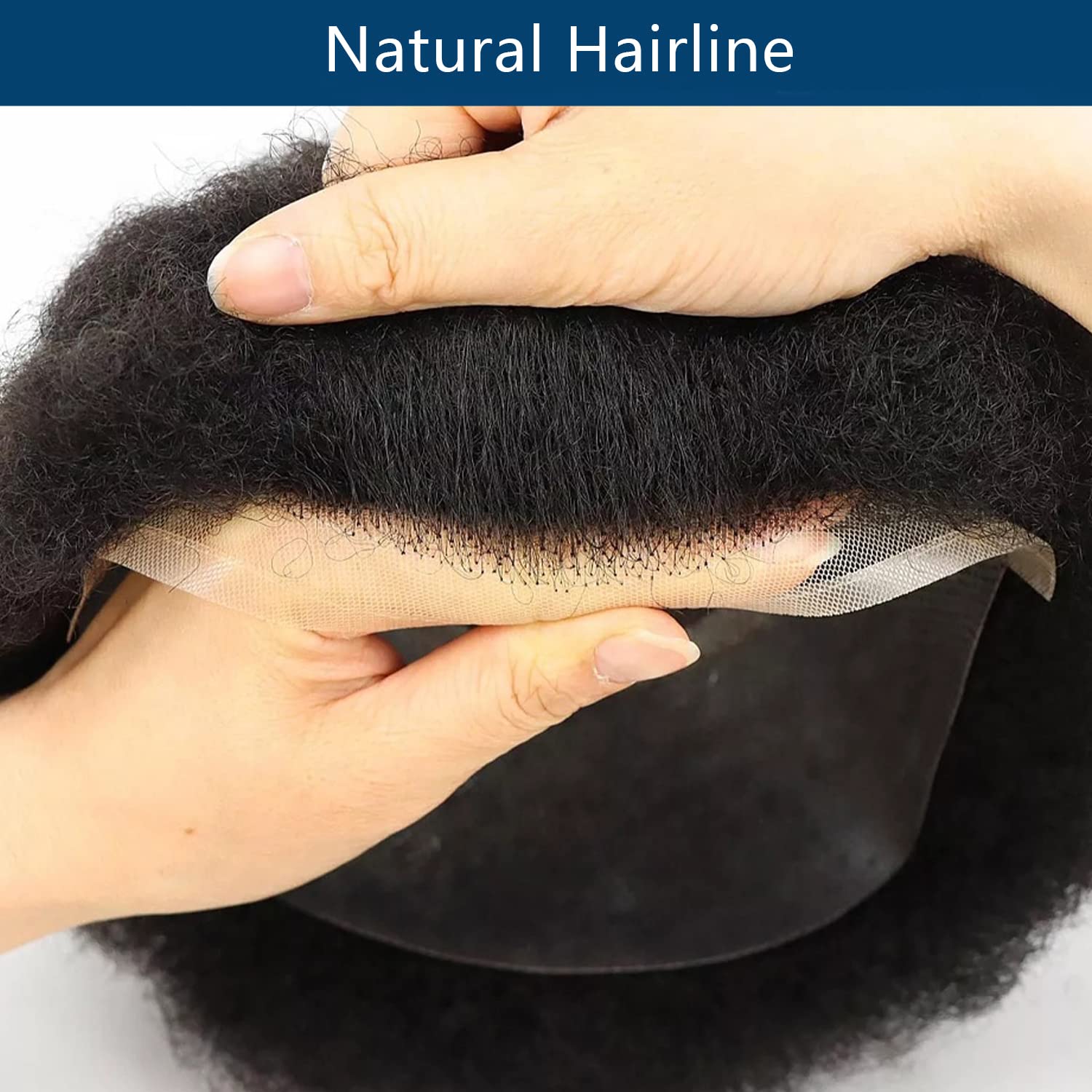Afro Curly Toupee for Black Men - 120% Density Human Hair System - 8x10 Inch Full PU Skin Base - Natural Black Afro Curly Hairpiece for Men | Perfect for Daily Wear, Cosplay & Special Occasions