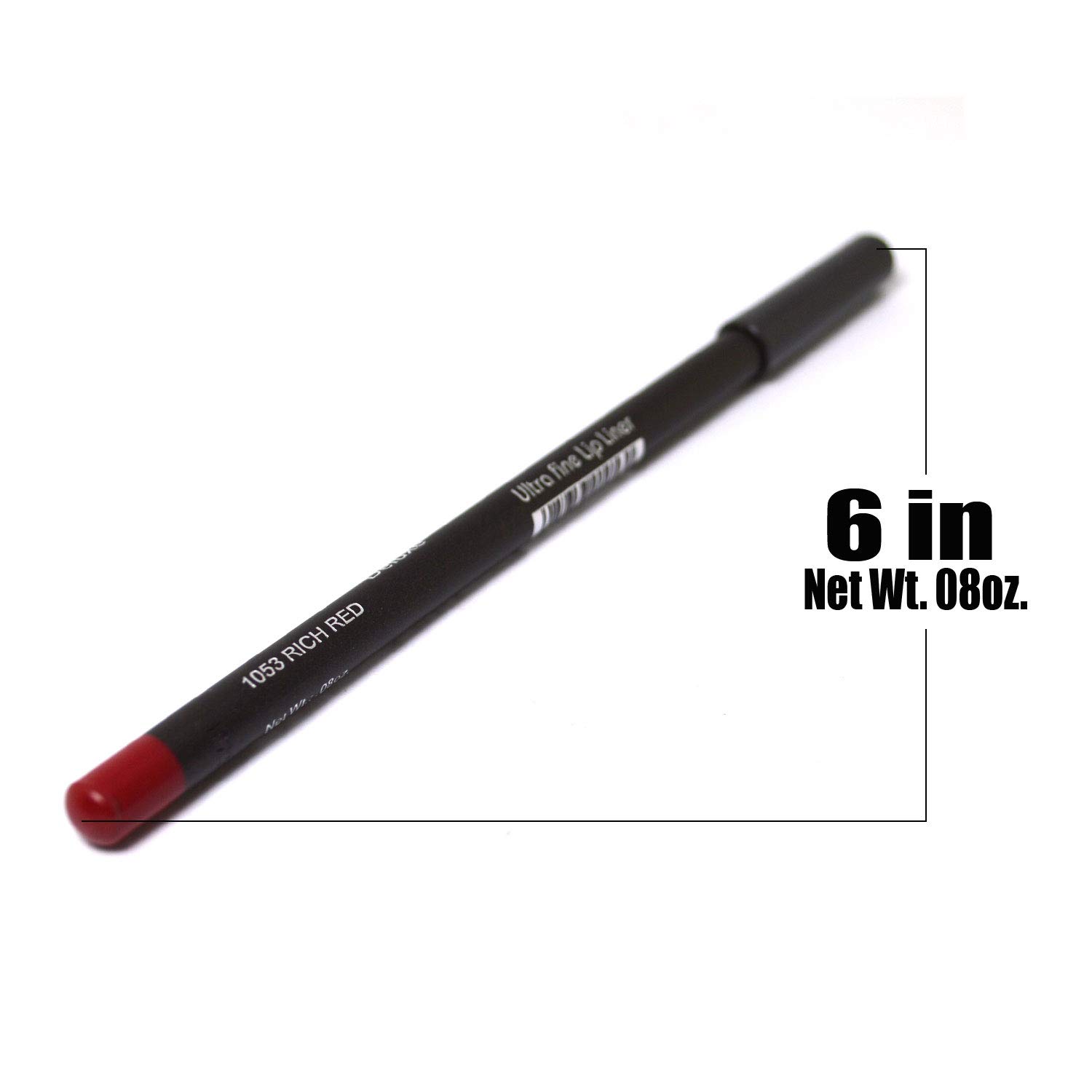 Italia-Deluxe Waterproof Eyeliner & Lip Liner Pencil - Rich Red Shade 1053 (0.08 oz) with Free Zip Bag - Long Lasting Makeup for Party, Wedding & Special Occasions