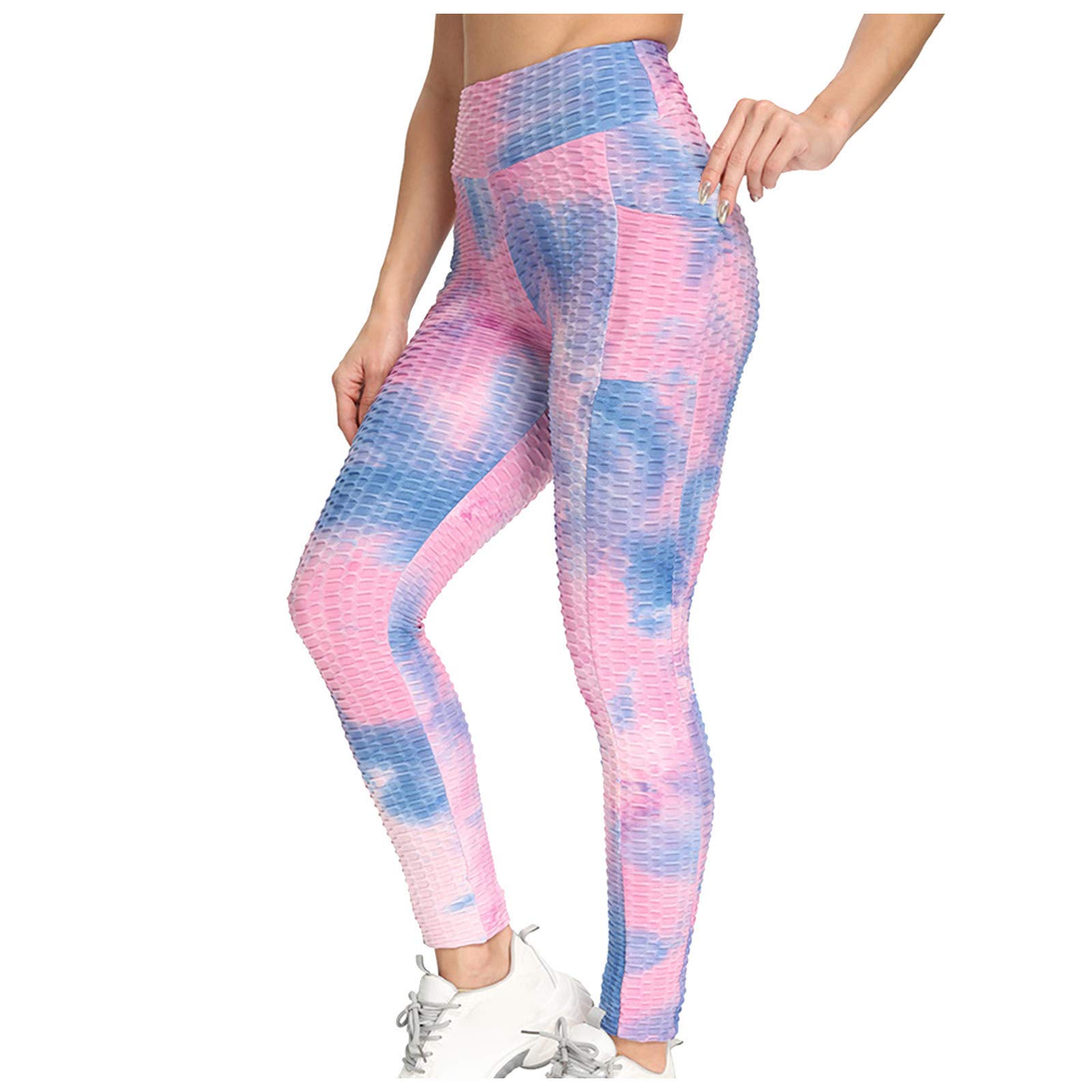 CSBYBD Women's High Waisted Tie-Dye Yoga Pants with Pockets - Breathable Stretchy Workout Leggings for Running, Gym, Lounge & Travel