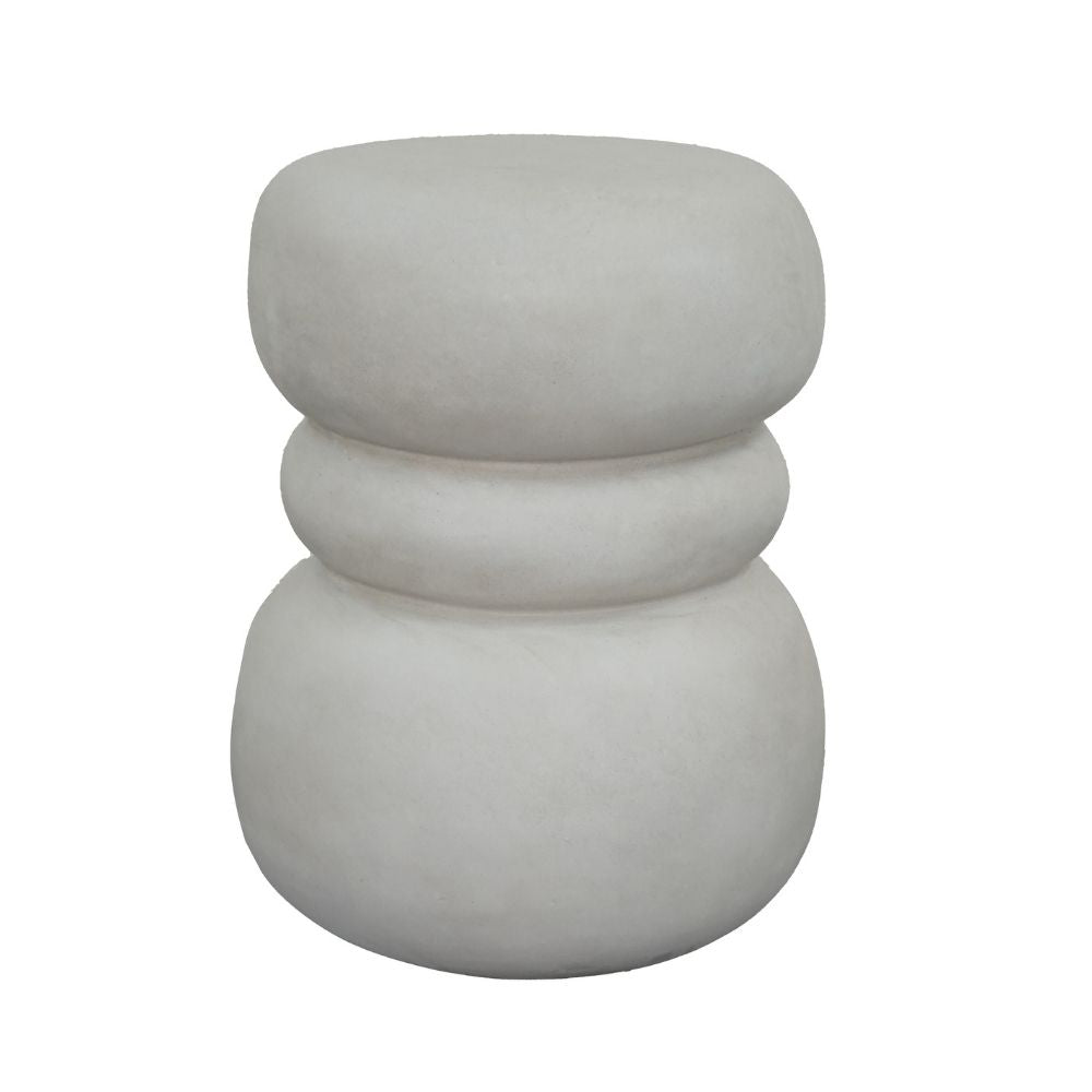 ROCCO 37cm White Concrete Side Table Stool for Indoor & Outdoor Use - Perfect for Patio, Garden, Living Room, and Balcony Decor