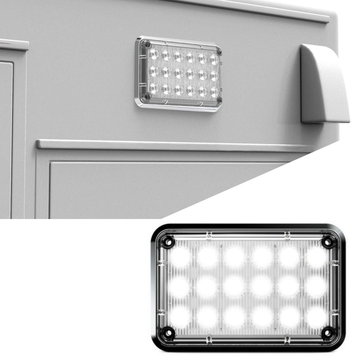 SpeedTech Lights Alpha-Z 6x4 LED Emergency Strobe Light - Clear Lens for Trucks, Emergency Vehicles & Off-Road Use - High Visibility Warning Light for Safety & Hazard Situations