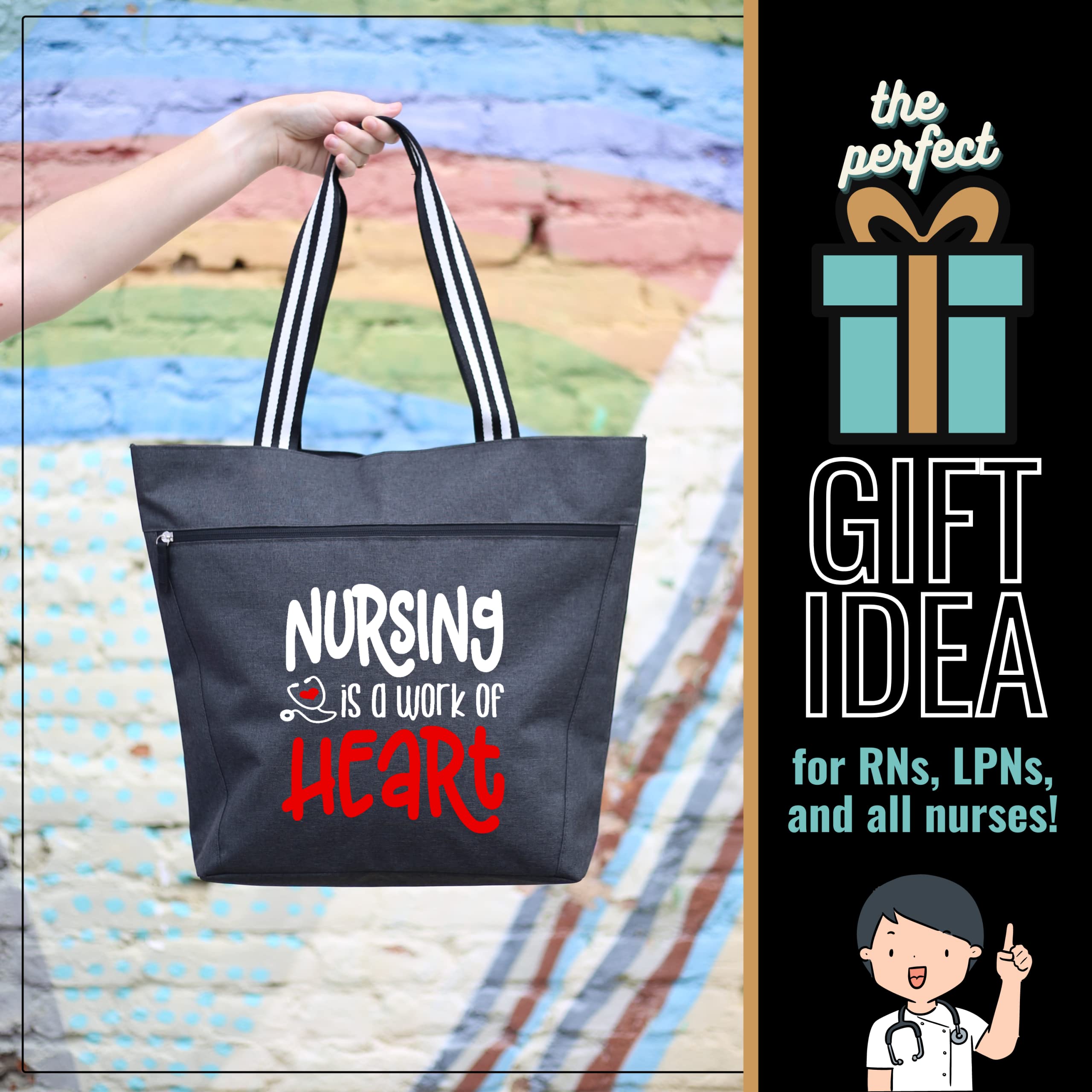Professional Nurse Tote Bag for Women - Large Medical Work Bag with Multiple Zippered Pockets & Reinforced Straps - Perfect Christmas Gift for Healthcare Workers - Ideal for Hospital Shifts, Nursing School & Daily Commute