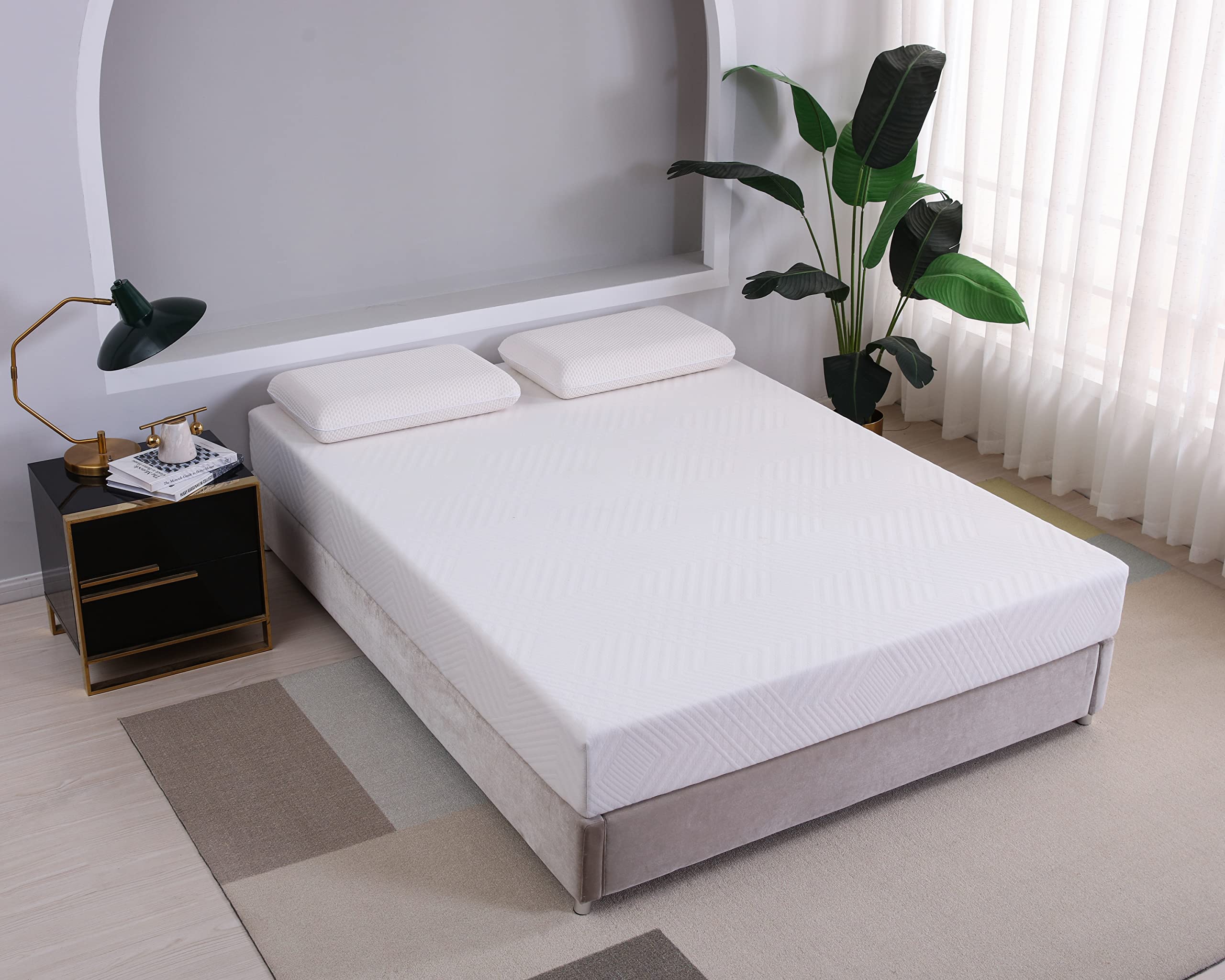 MLILY 8-Inch Green Tea Memory Foam Mattress - Cooling Gel Infused, CertiPUR-US Certified, Medium Firm Queen Size Mattress in a Box | 100% Made in USA | Perfect for Bedroom, Guest Room & Dorm Comfort
