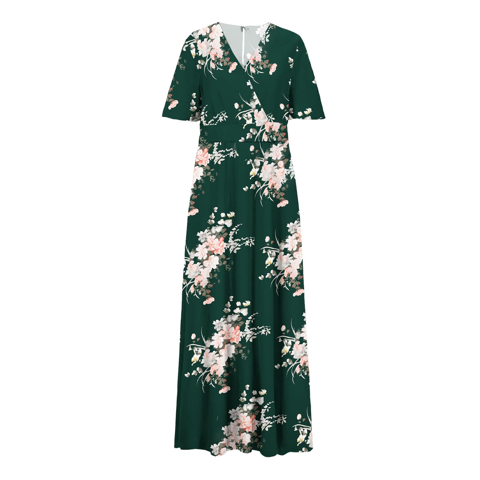 Floral Plus Size Maxi Dress for Women - Short Sleeve Floral Print Wedding Guest Dress - Perfect for Summer Weddings, Garden Parties & Special Occasions
