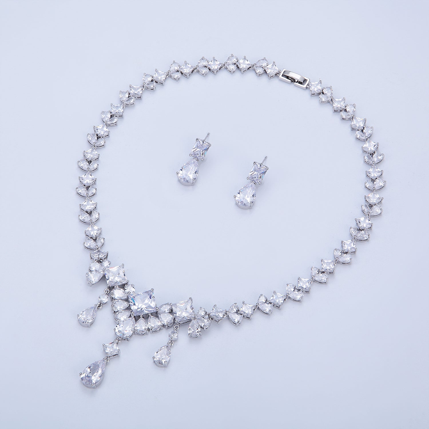 Elegant Cubic Zirconia Bridal Jewelry Set - Necklace & Earrings for Weddings, Bridesmaid Gifts | Perfect for Bridal Showers, Engagement Parties & Formal Occasions