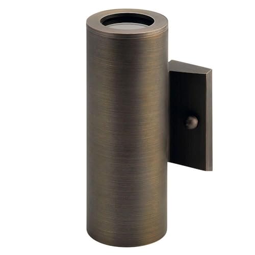 KICHLER Up & Down Deck Light - Centennial Brass Outdoor Lighting - 6.00x3.25x3.00 Inches - Waterproof LED Wall Sconce for Patio, Garden, and Pool Area Decoration
