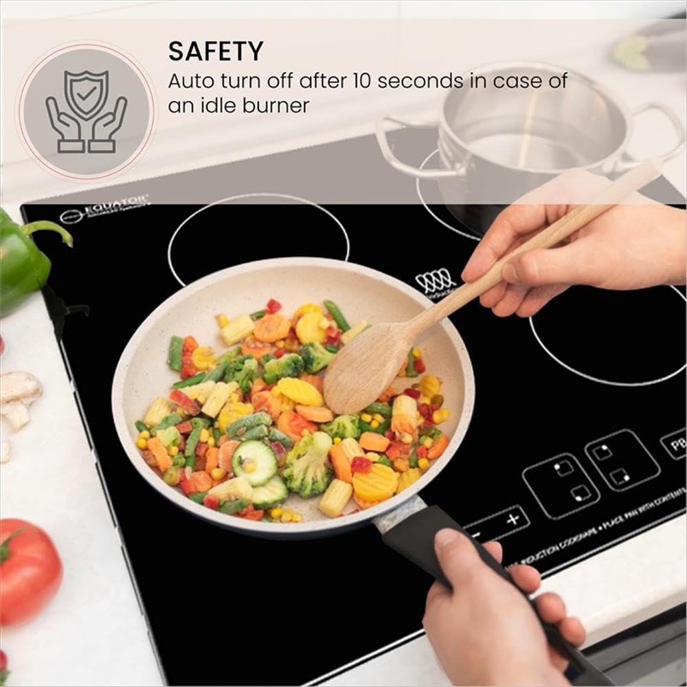 4-Burner Induction Cooktop with 9 Power Levels - 24 Inch Built-In Electric Stove for Professional Kitchen Use - 220V Commercial Grade Cooker for Restaurants & Home Chefs - Perfect for Searing, Boiling & Simmering