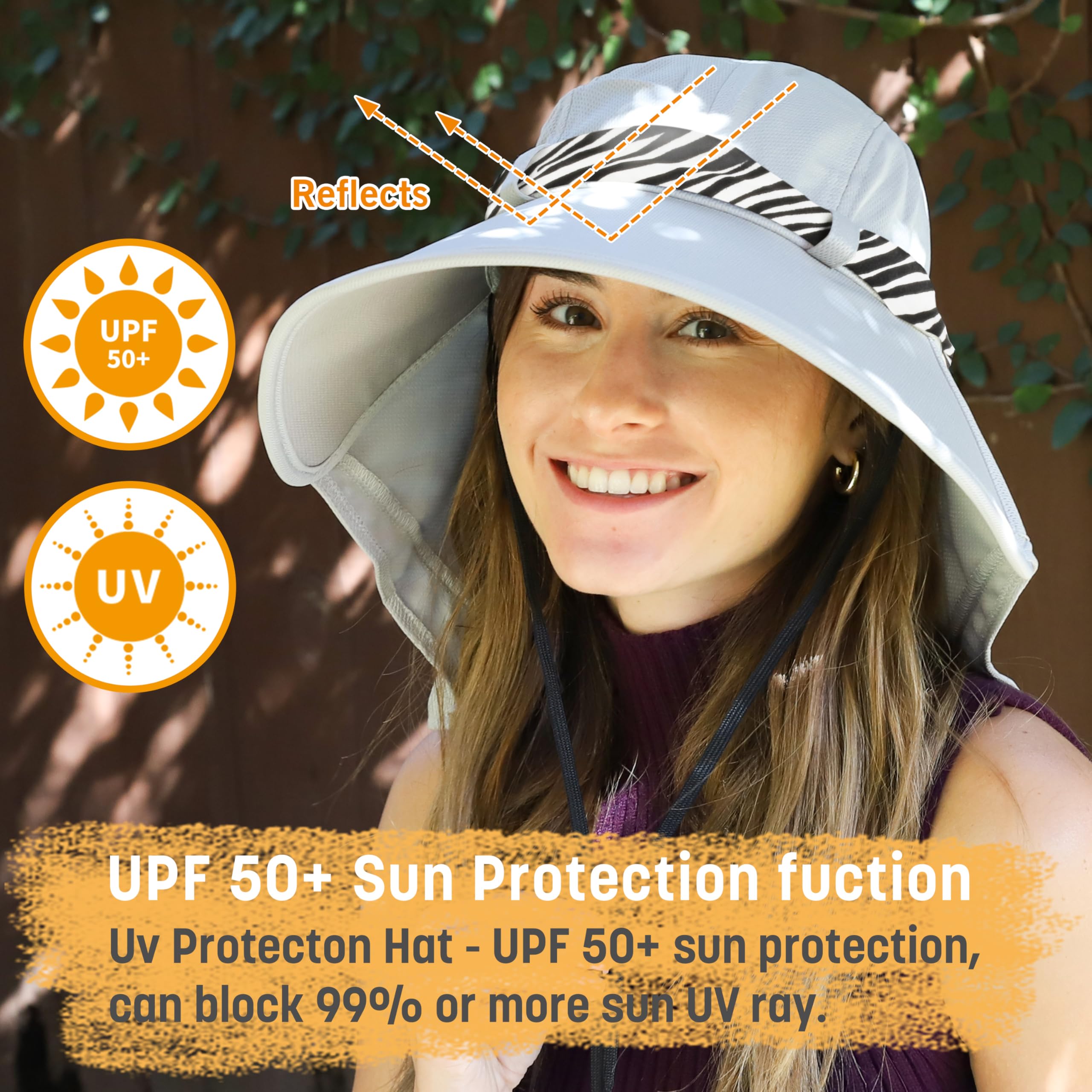 Solaris UPF 50+ Wide Brim Sun Hat for Women - Packable Lightweight Summer Hat with Neck Flap & Floral Scarf | UV Protection for Beach, Gardening, Travel, Hiking & Outdoor Activities | Perfect for Sun Protection, Vacation Essentials & Summer Fashion