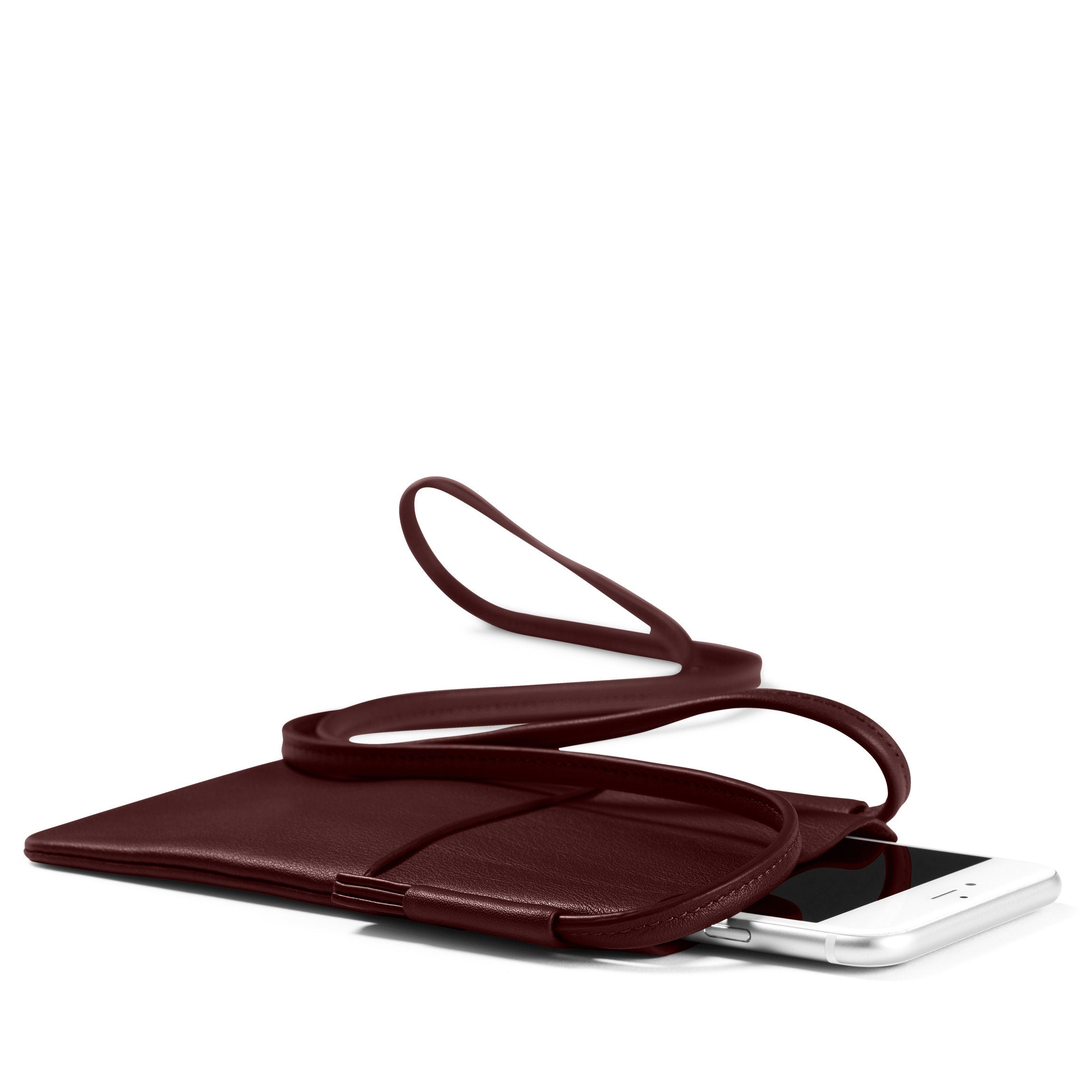 Long Crossbody Phone Pocket Bag in Bordeaux - Stylish and Secure for Travel, Shopping & Daily Use