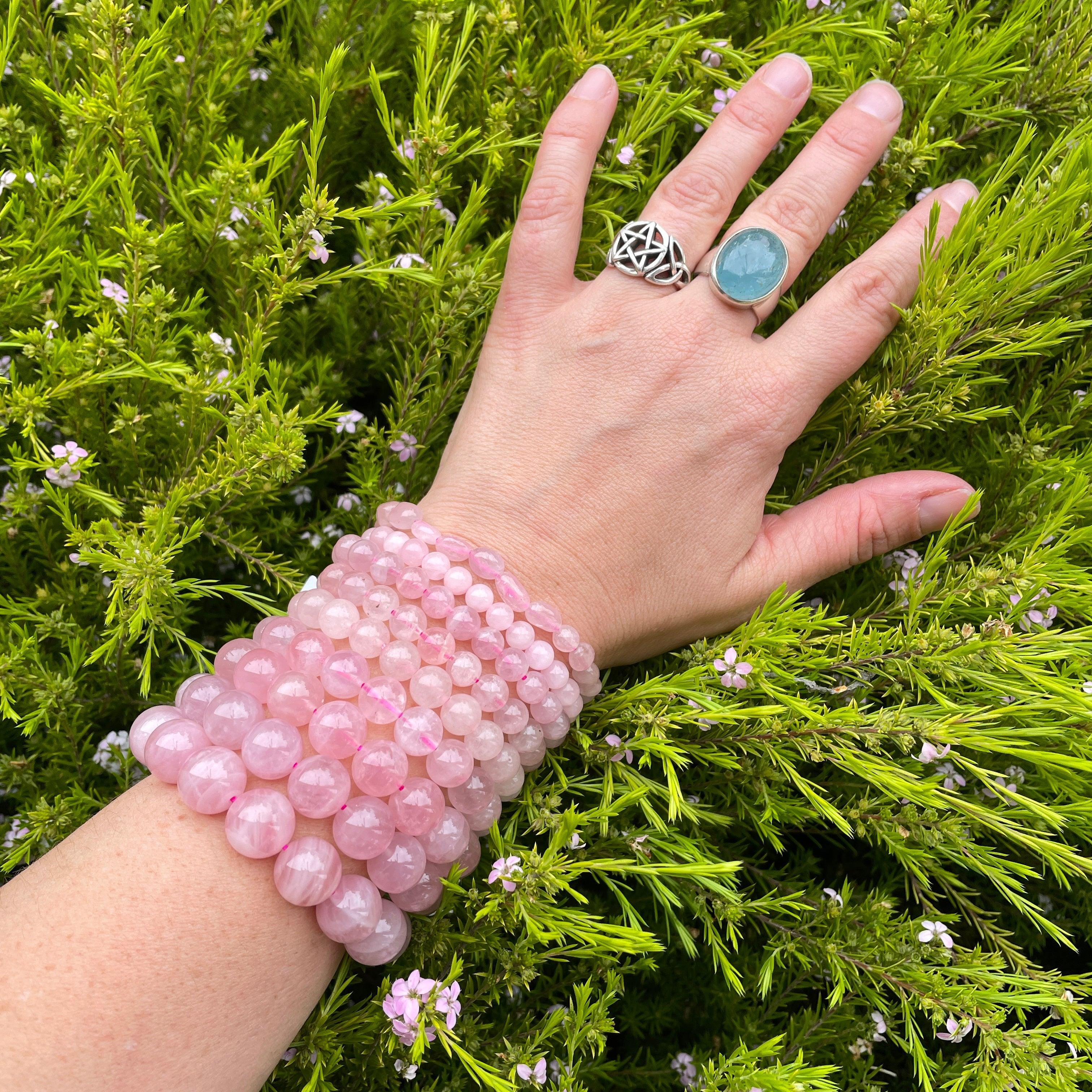 Natural Rose Quartz Bracelet for Women - Healing Crystal Jewelry for Stress Relief & Positive Energy - Perfect for Meditation, Yoga & Everyday Wear